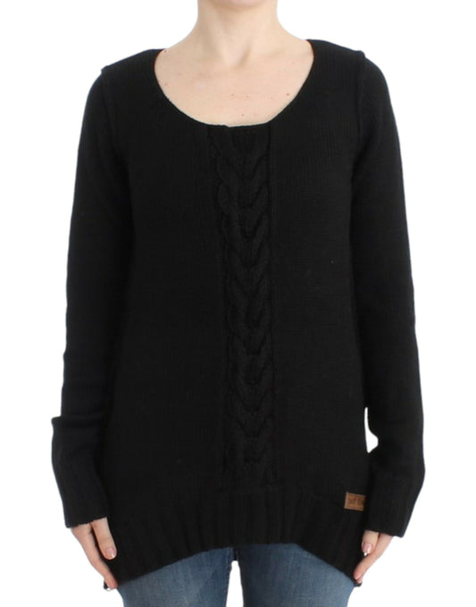 Cavalli Seductive black round neck knitted sweater