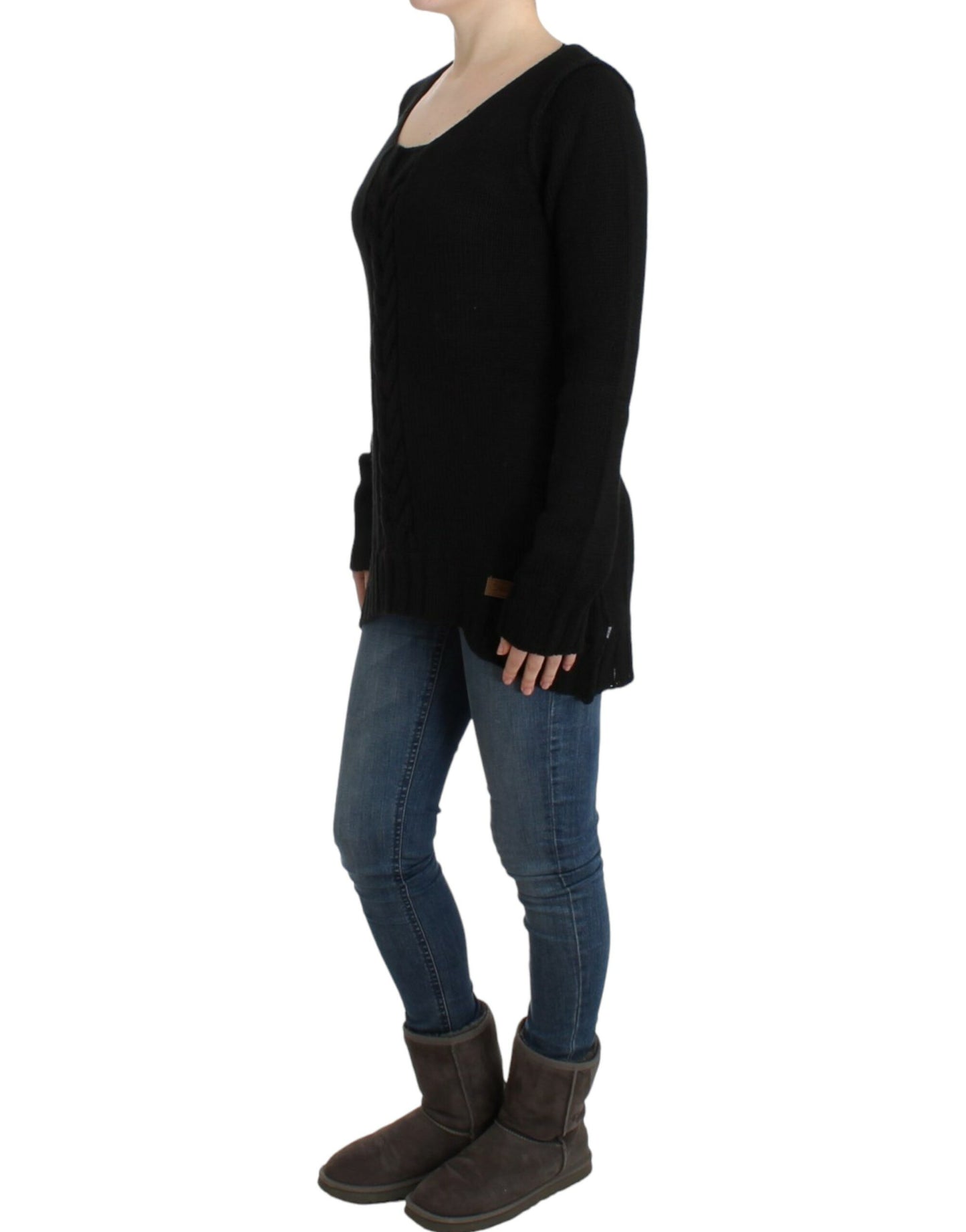 Cavalli Seductive black round neck knitted sweater