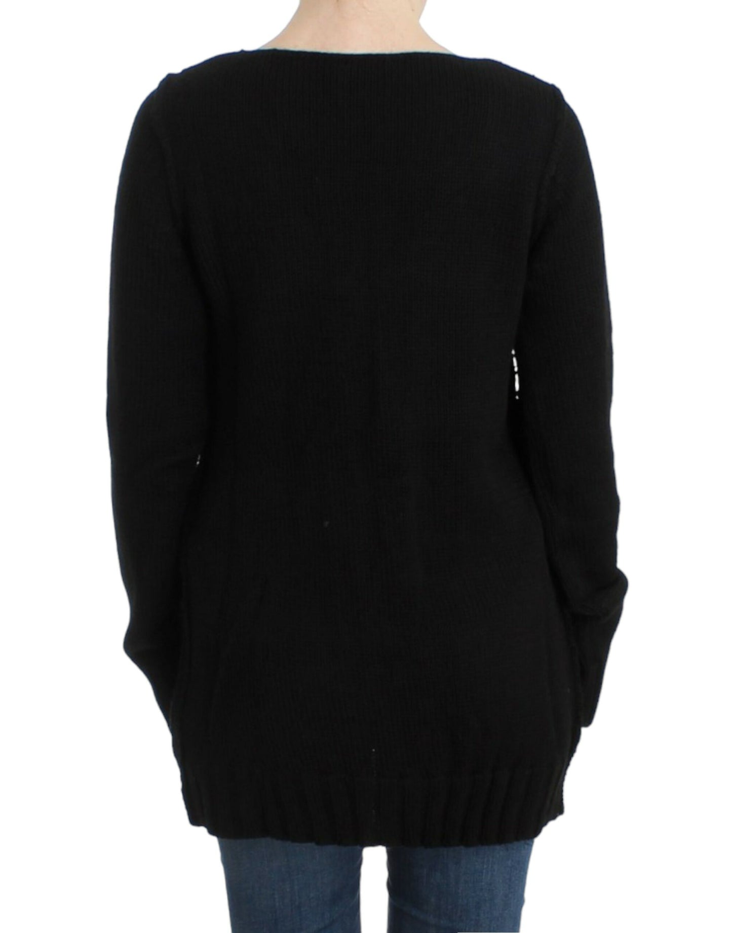 Cavalli Seductive black round neck knitted sweater