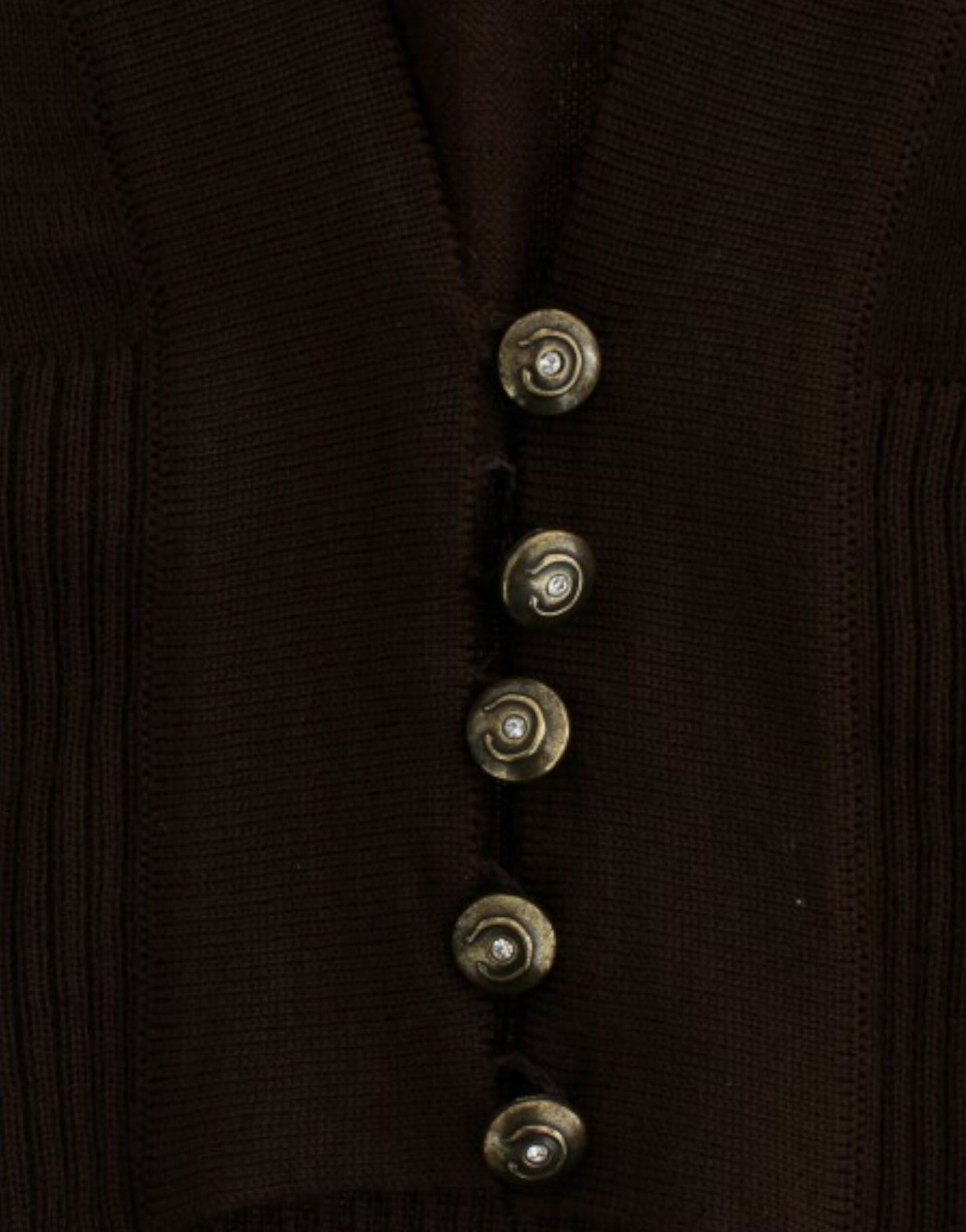 Cavalli Eleganter brauner Cardigan aus Schurwolle in Kurzform