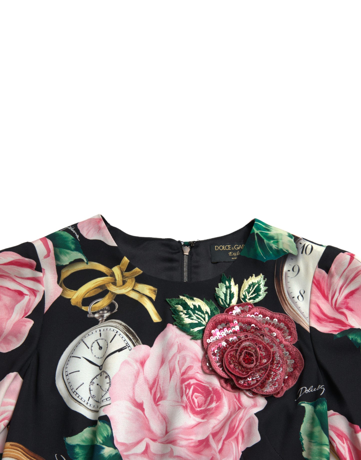 Dolce &amp; Gabbana Charming floral A-line dress with sequin trim