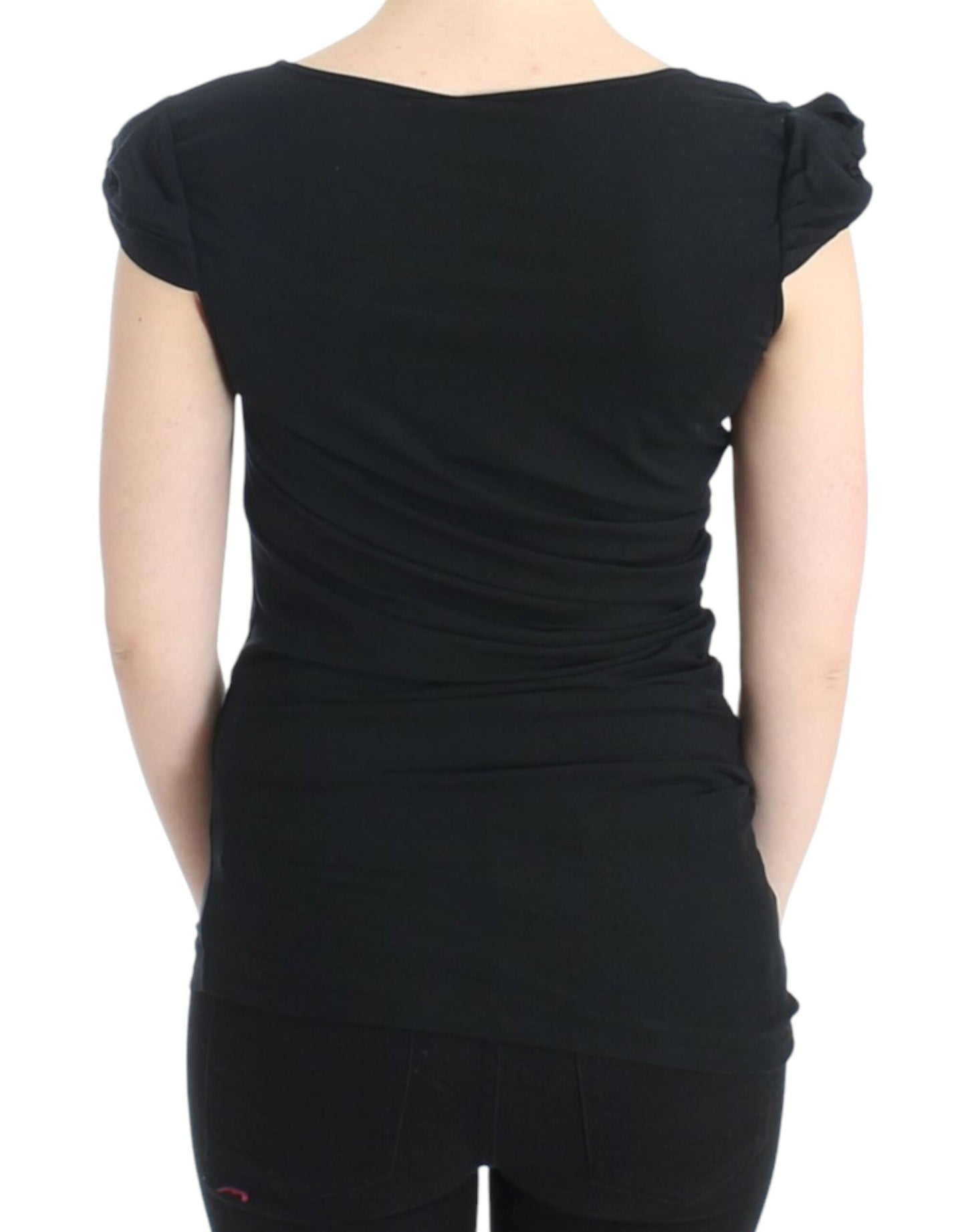 Cavalli Elegant black top with long sleeves