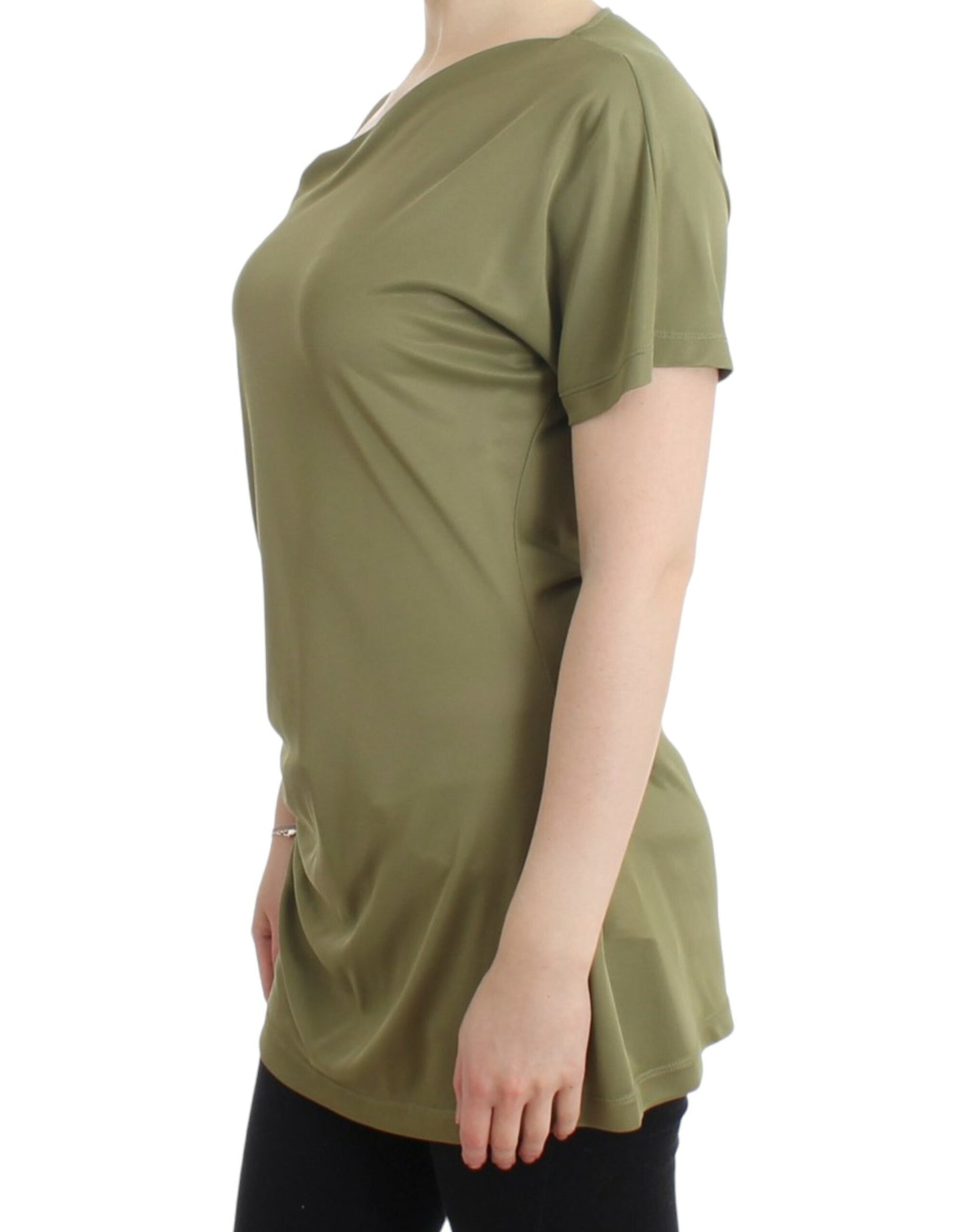 Cavalli Elegant blouse made of green jersey with gold accents