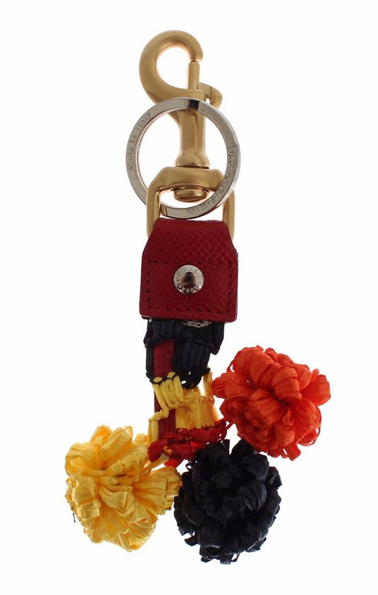 Dolce &amp; Gabbana Chic Multicolor Raffia Leather Keychain