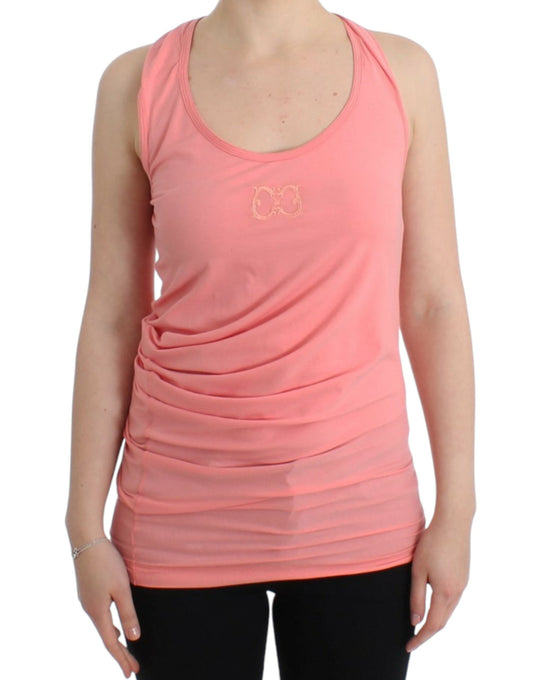 Cavalli Chic pink cotton blend tank top