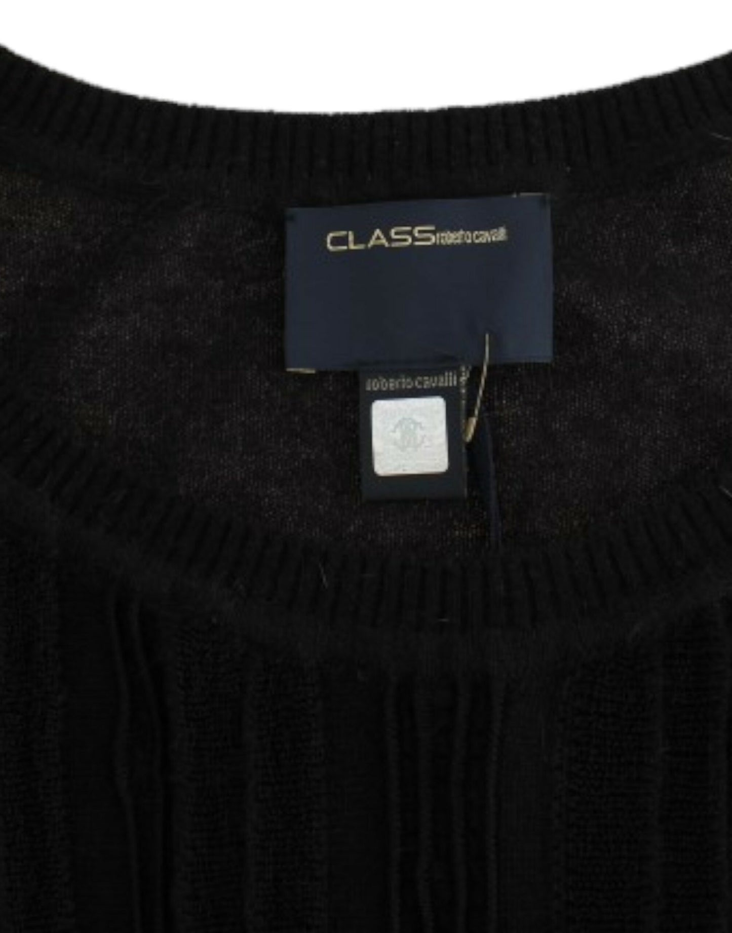 Cavalli Eleganter schwarzer Kurzarmpullover