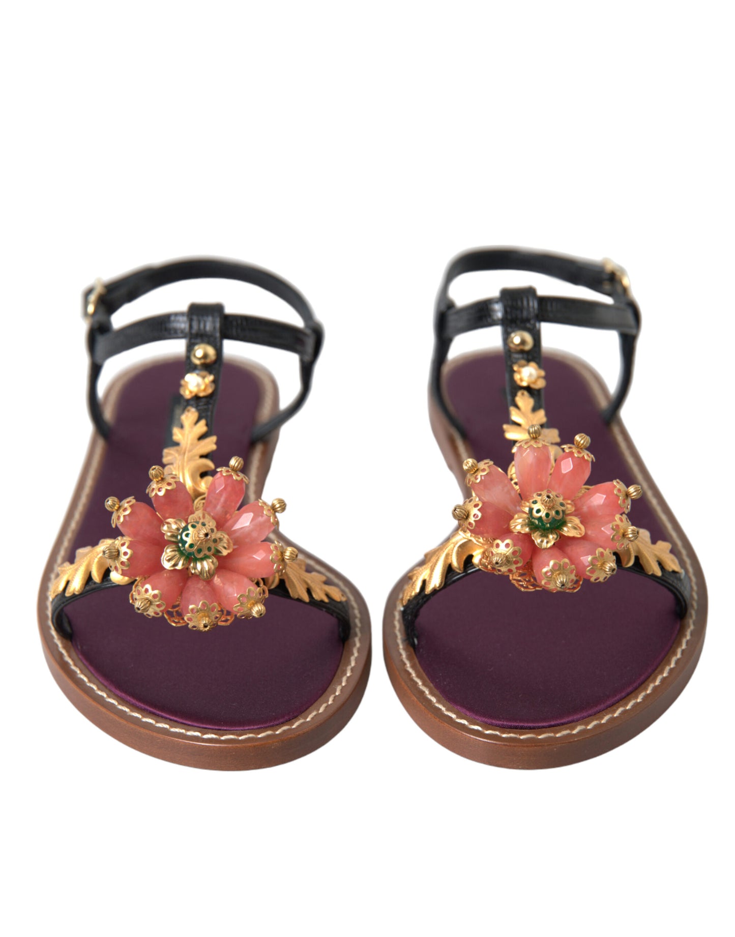 Dolce &amp; Gabbana Elegant flat sandals with crystal embellishment