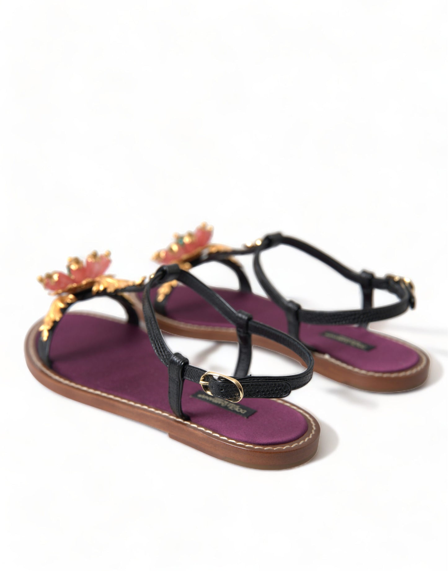 Dolce &amp; Gabbana Elegant flat sandals with crystal embellishment