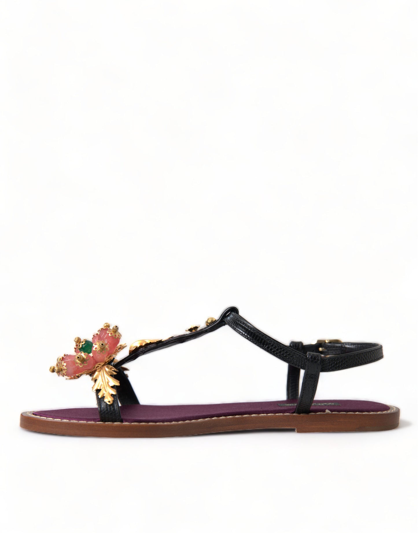 Dolce &amp; Gabbana Elegant flat sandals with crystal embellishment