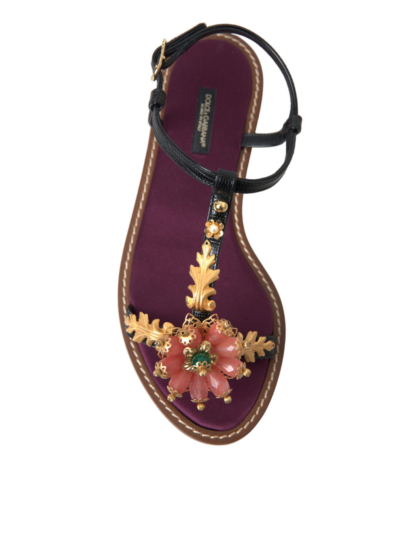 Dolce &amp; Gabbana Elegant flat sandals with crystal embellishment