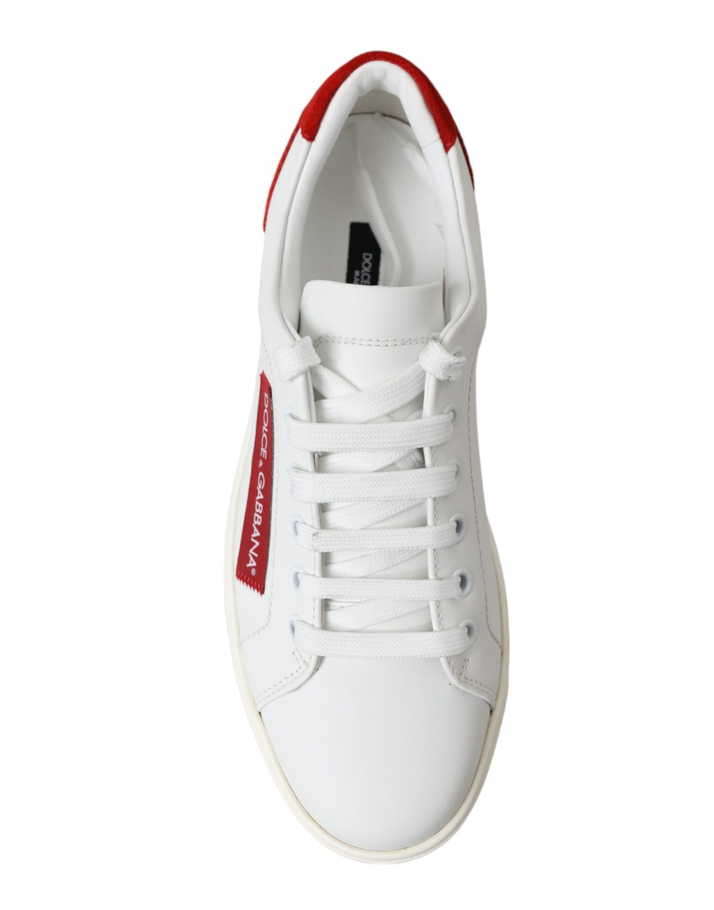 Dolce &amp; Gabbana Chic white leather sneakers with red accents