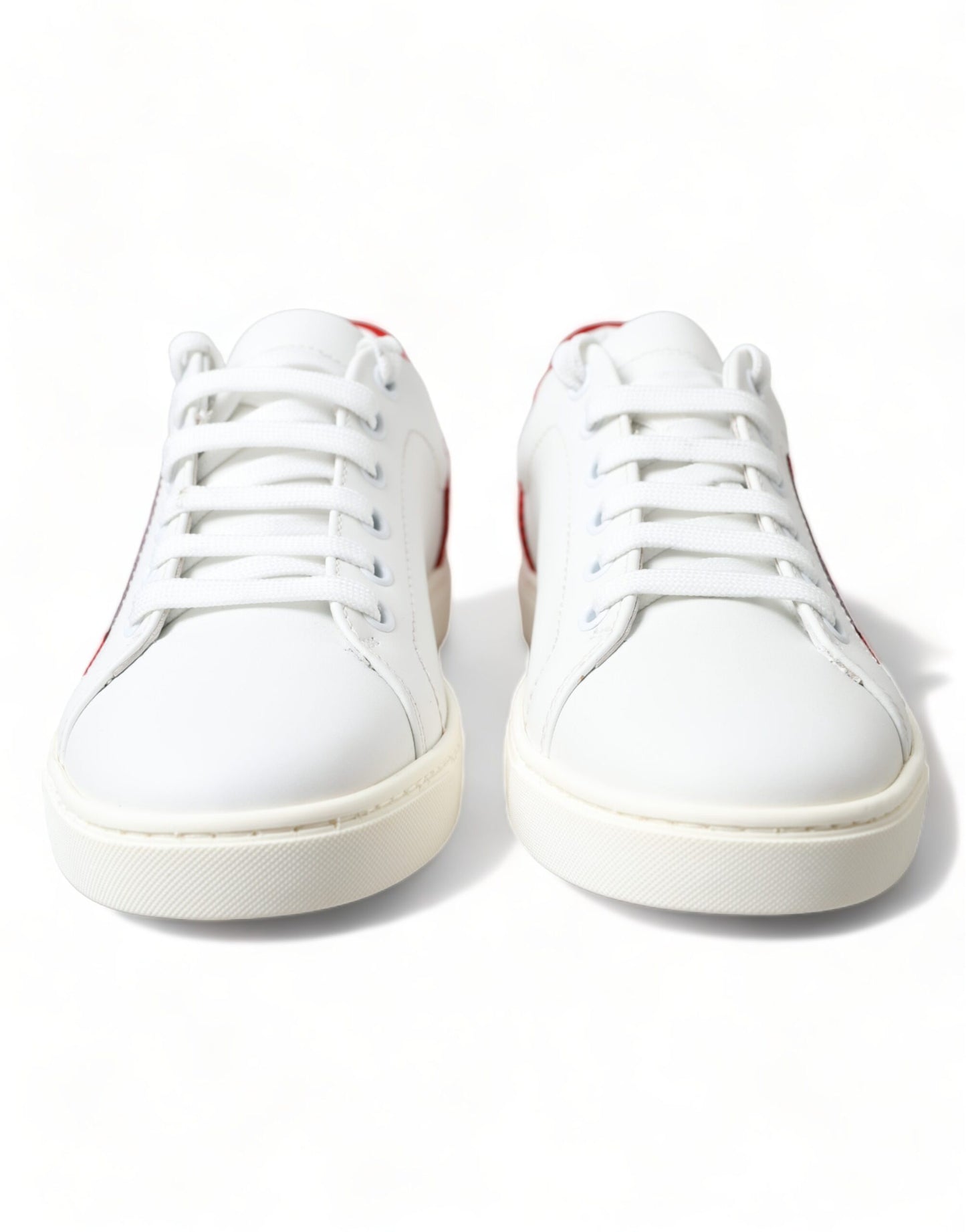 Dolce &amp; Gabbana Chic white leather sneakers with red accents