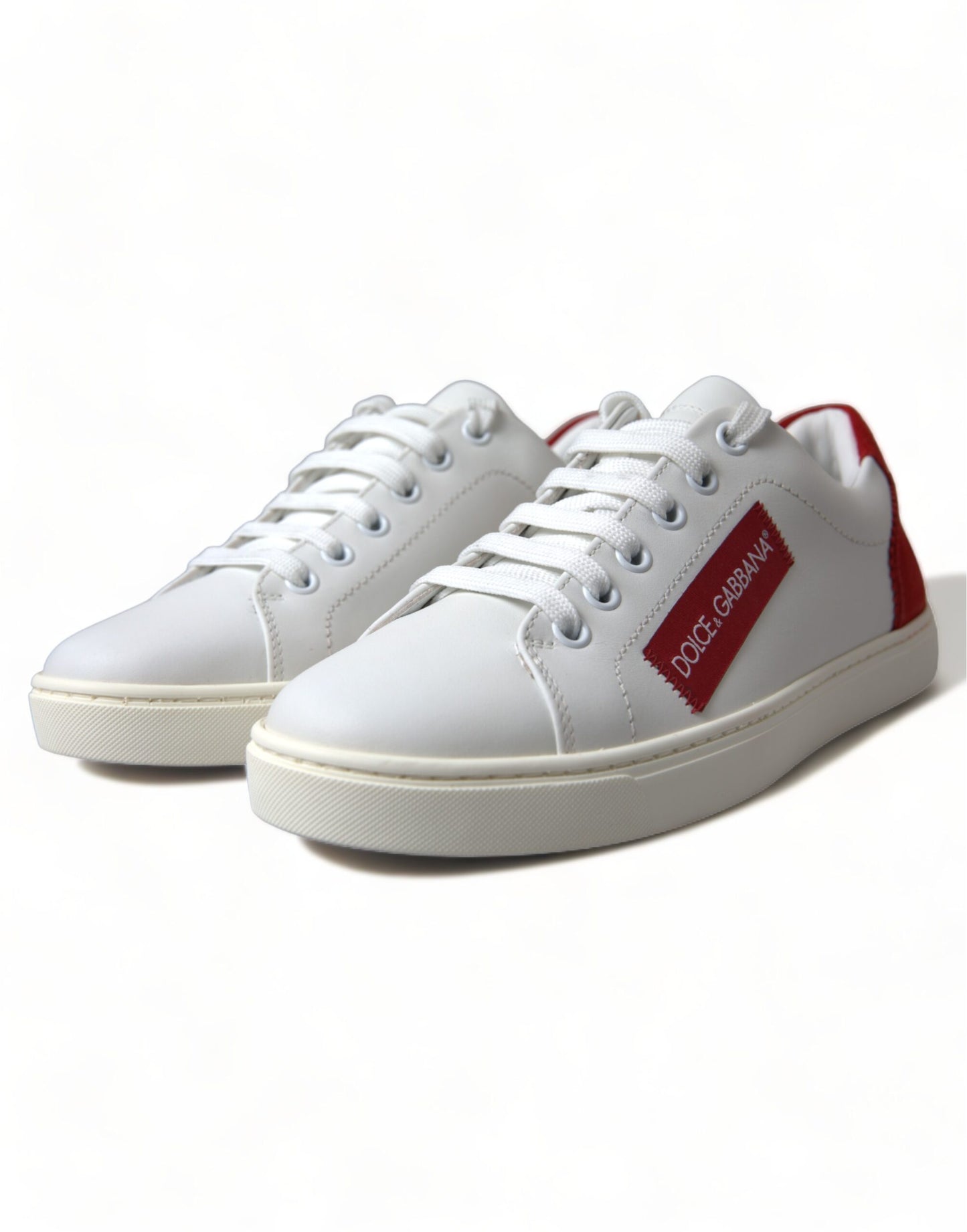 Dolce &amp; Gabbana Chic white leather sneakers with red accents