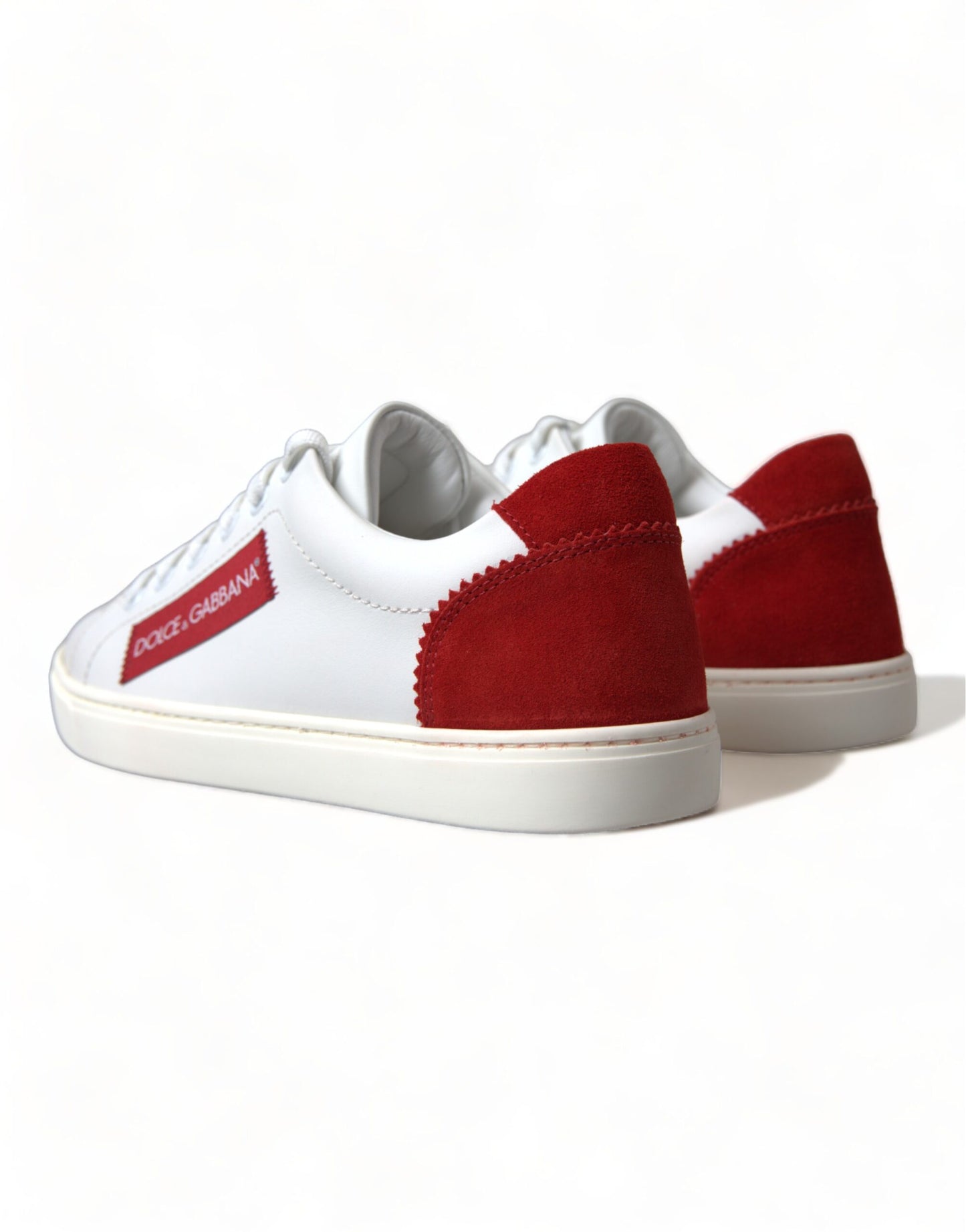 Dolce &amp; Gabbana Chic white leather sneakers with red accents