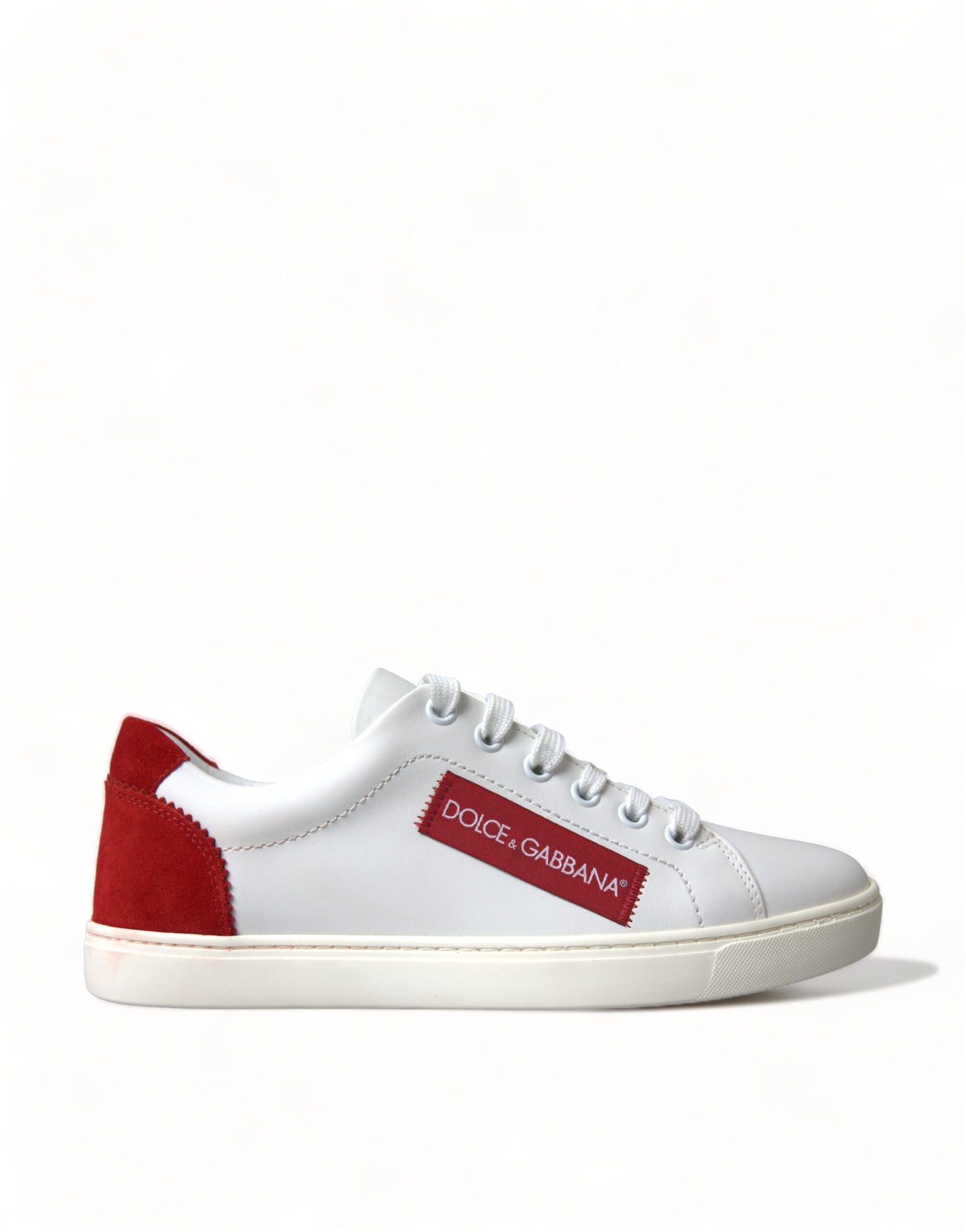 Dolce &amp; Gabbana Chic white leather sneakers with red accents