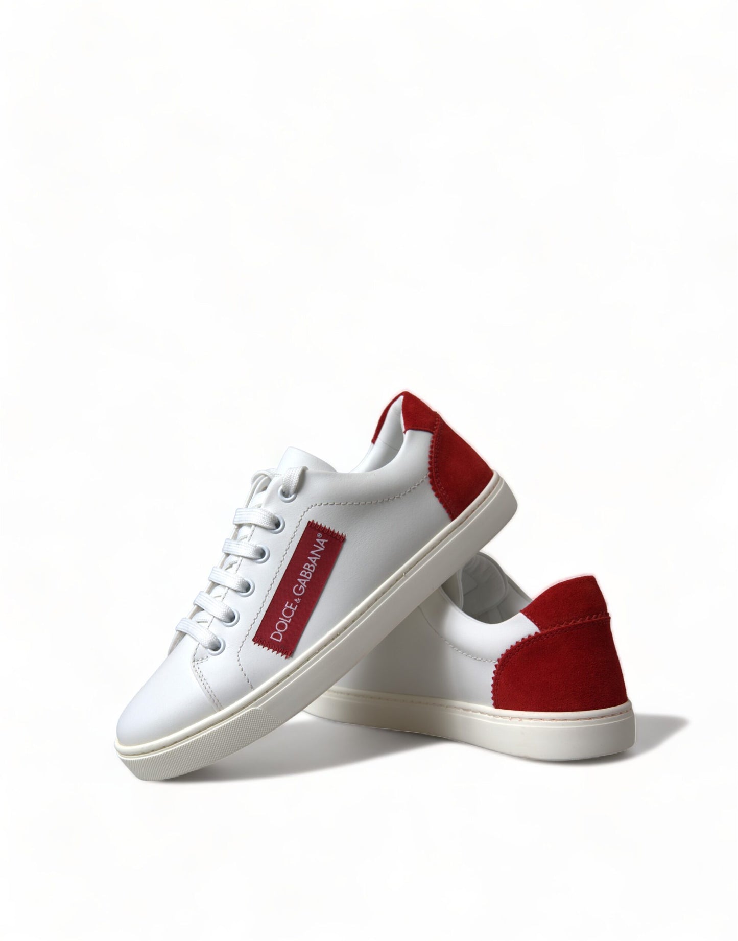 Dolce &amp; Gabbana Chic white leather sneakers with red accents