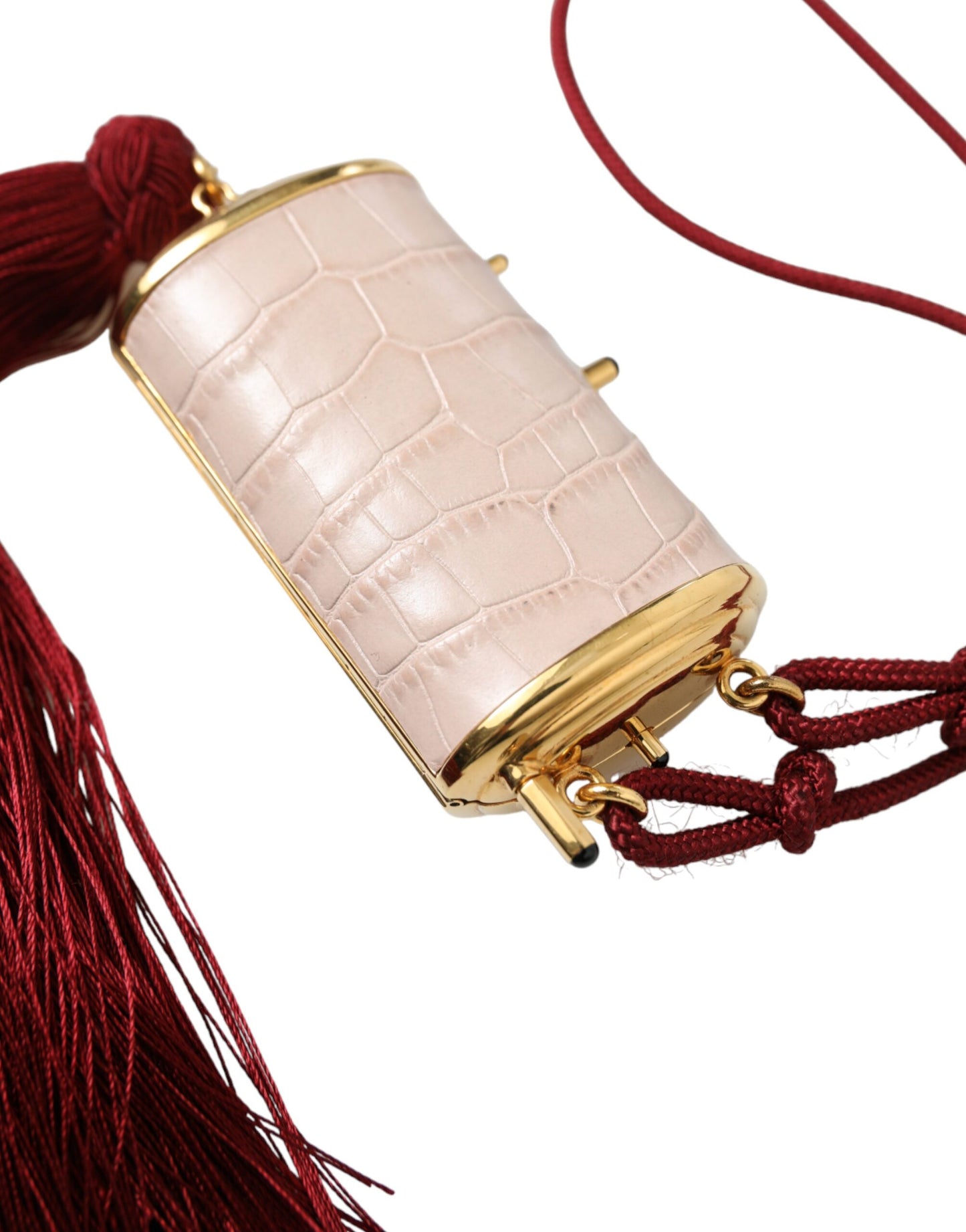 Dolce &amp; Gabbana Exotic Pink Leather Mini Mirror Bag with Tassel