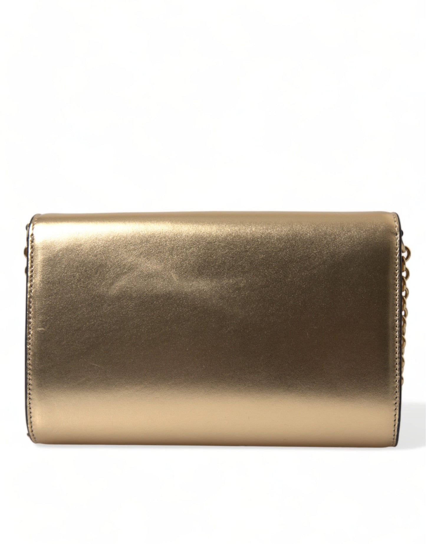 Dolce &amp; Gabbana Elegant Metallic Gold Leather Crossbody Purse