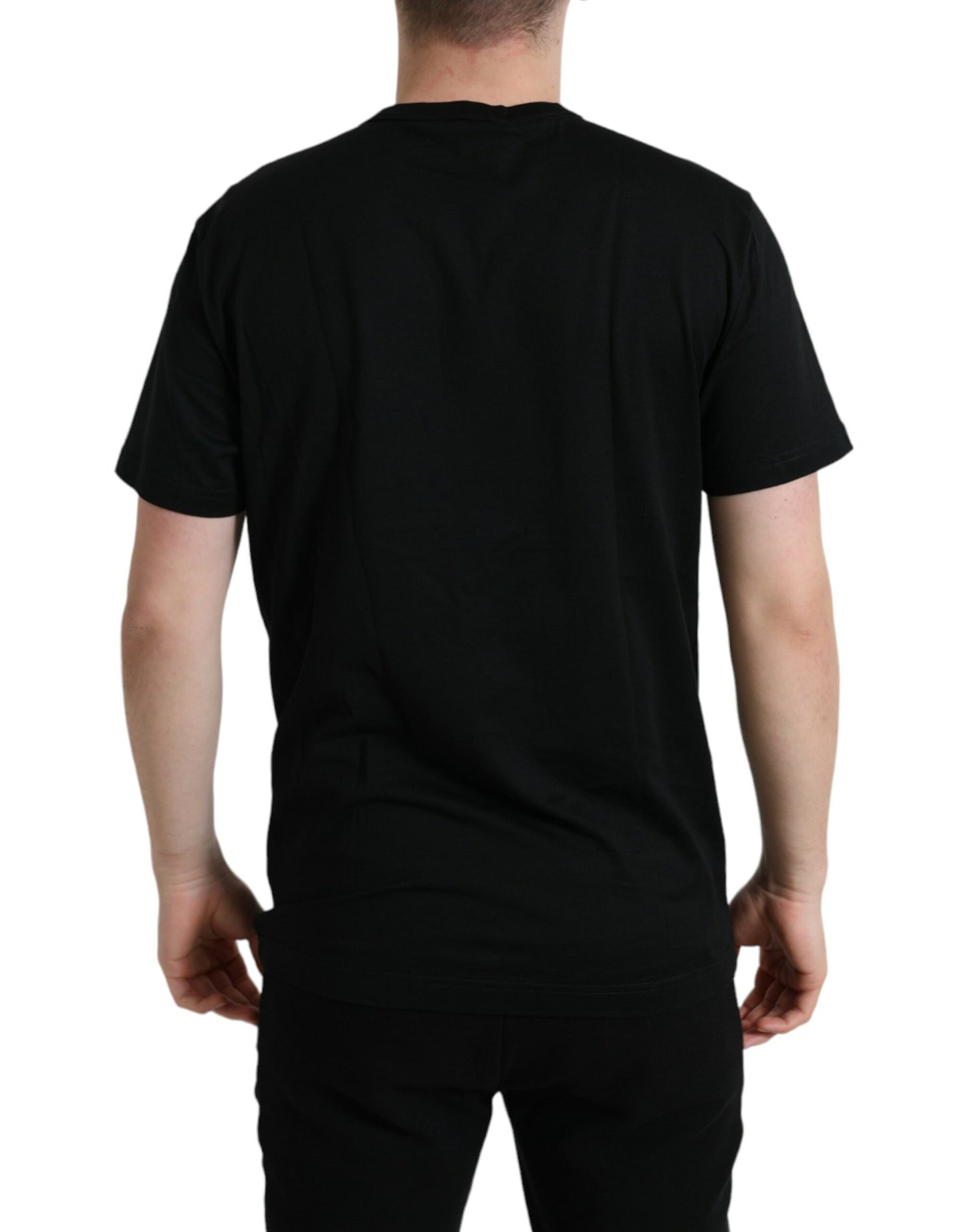 Dolce &amp; Gabbana Plain cotton T-shirt with round neck and chain detail