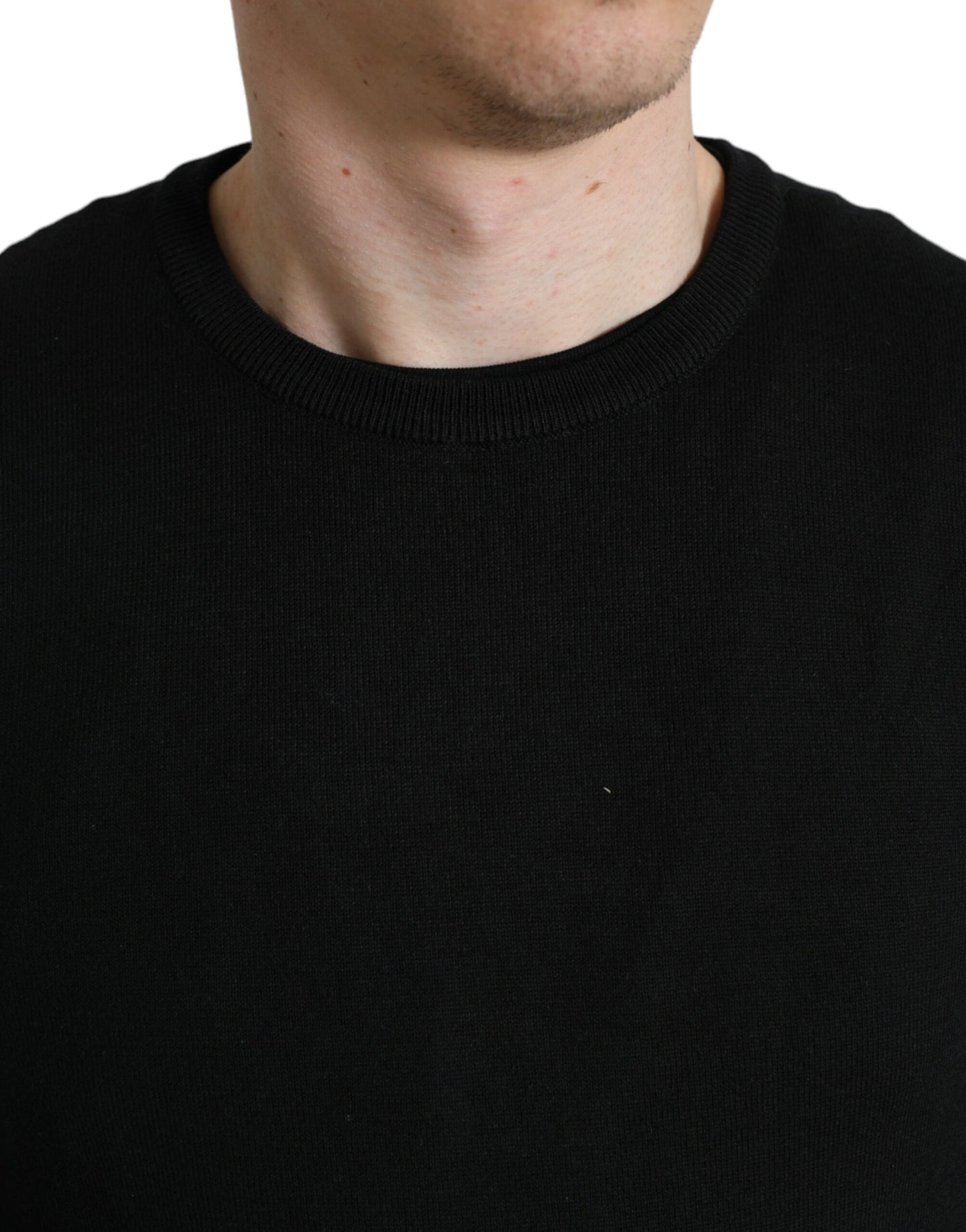 Dolce &amp; Gabbana Elegant black cotton round neck sweater