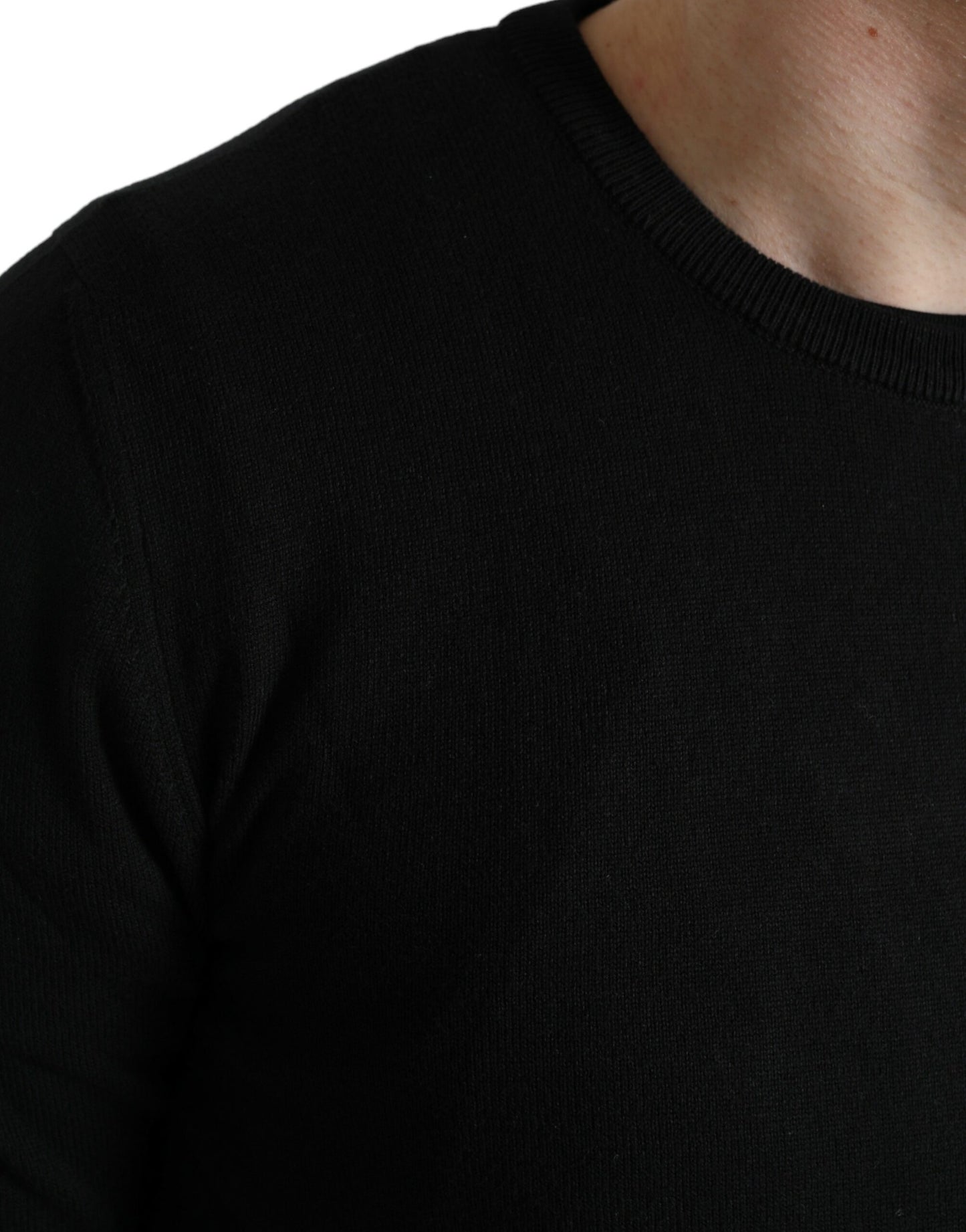 Dolce &amp; Gabbana Elegant black cotton round neck sweater