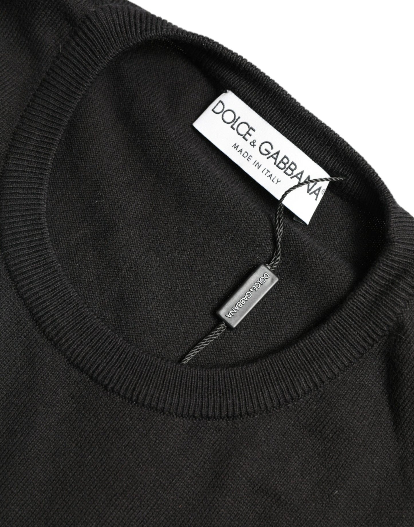 Dolce &amp; Gabbana Elegant black cotton round neck sweater