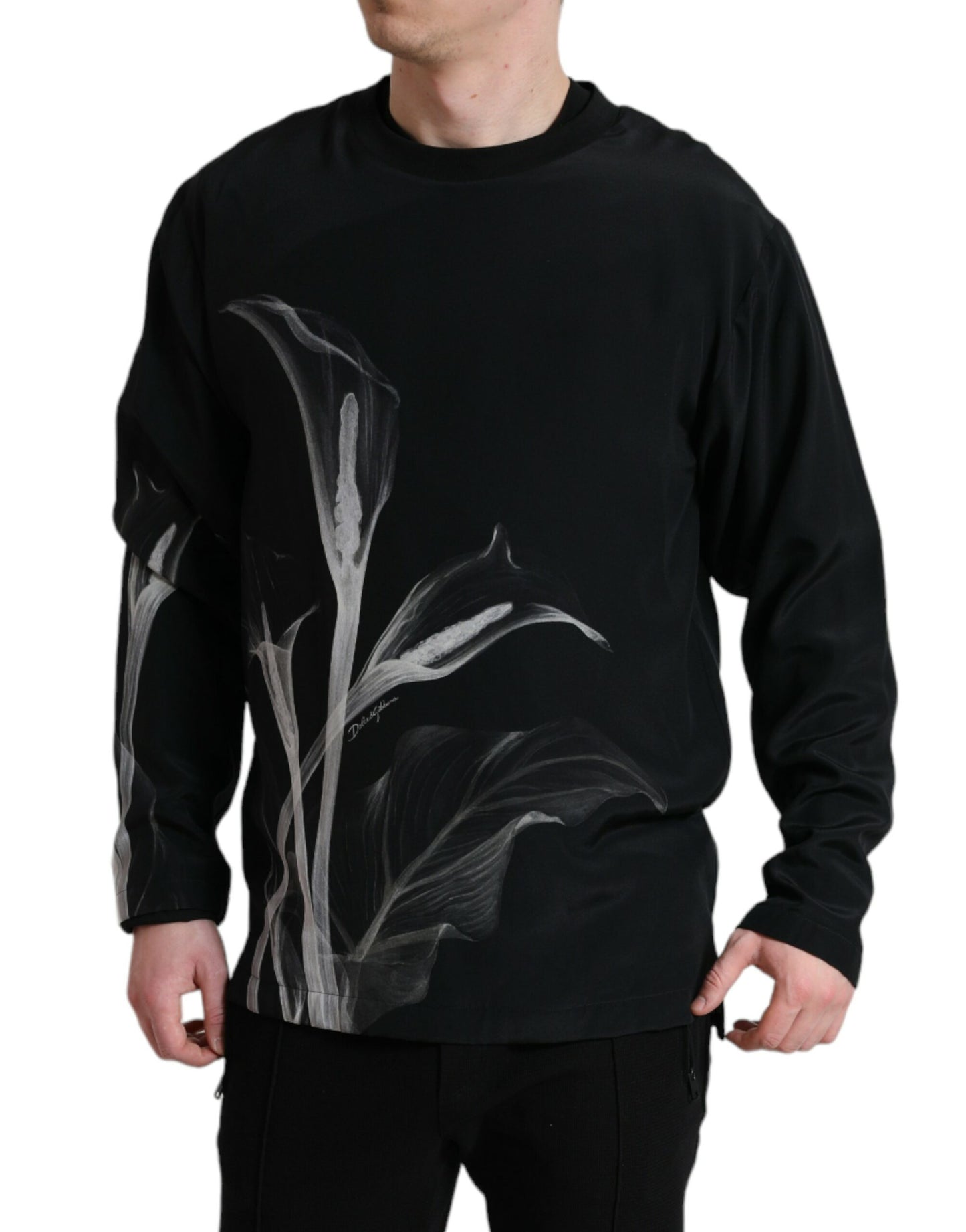 Dolce &amp; Gabbana Floral Silk Crew Neck Sweater