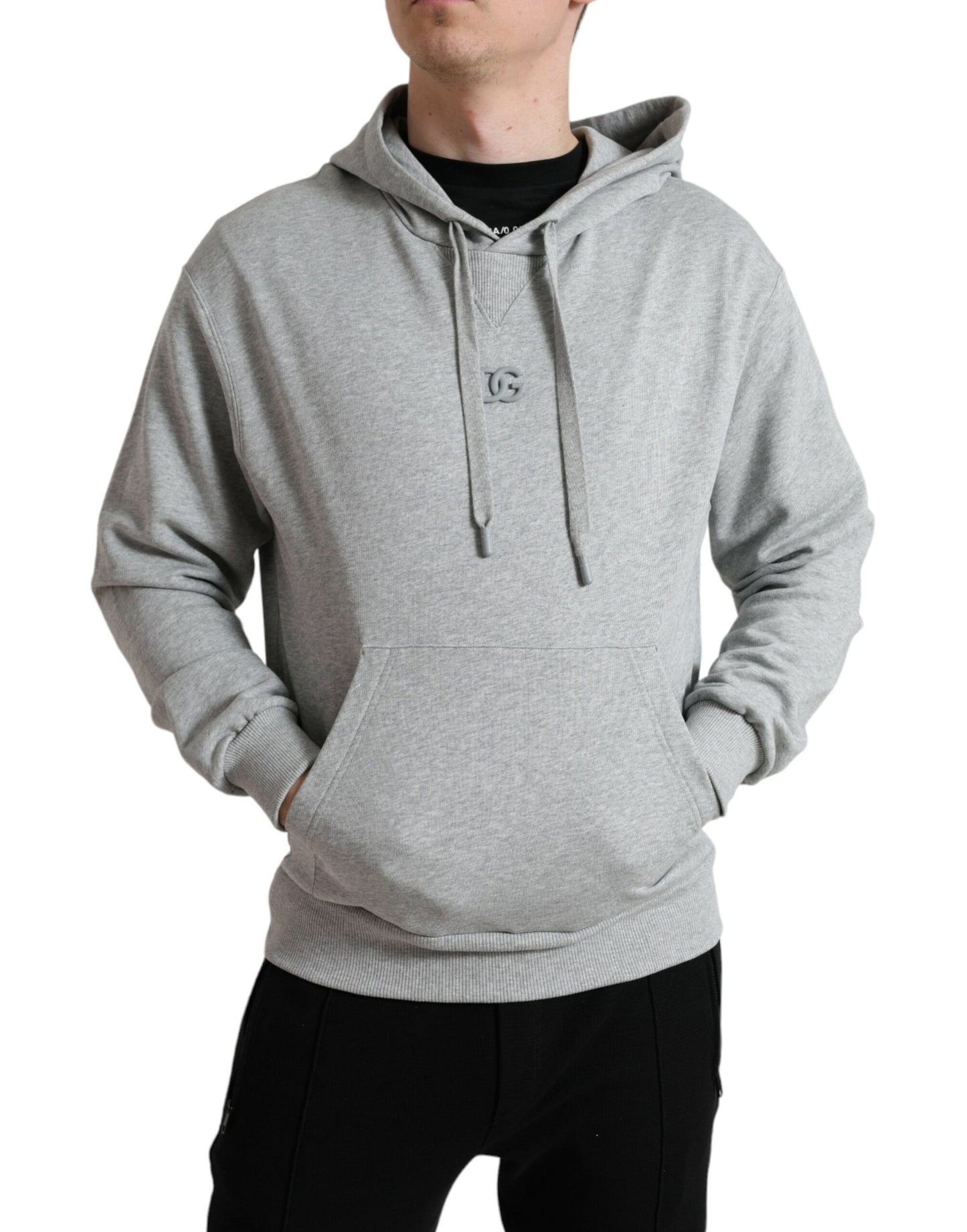 Dolce &amp; Gabbana Chic grey logo cotton hoodie