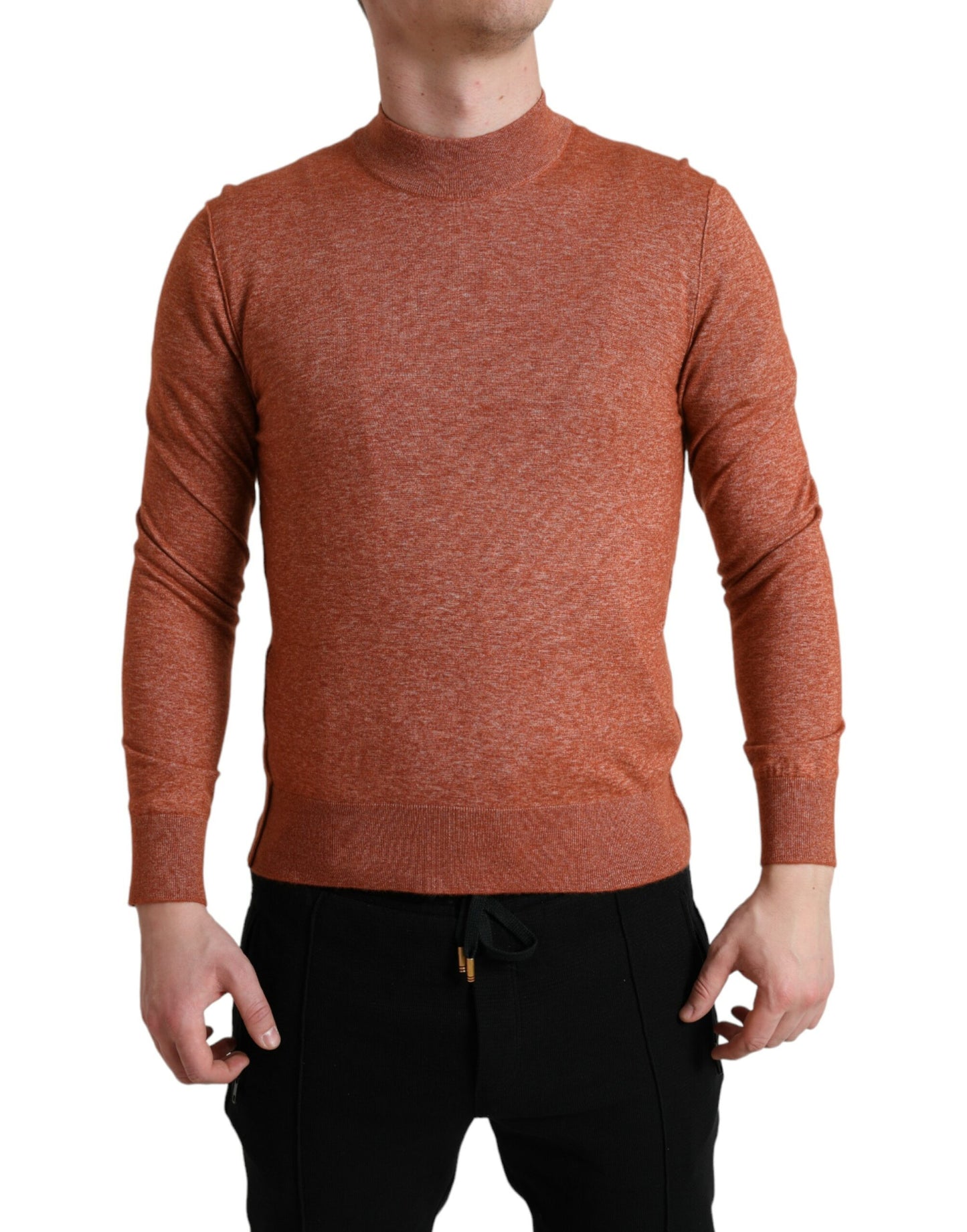 Dolce & Gabbana Pullover mit Rundhalsausschnitt aus Seide und Kaschmir in Orange