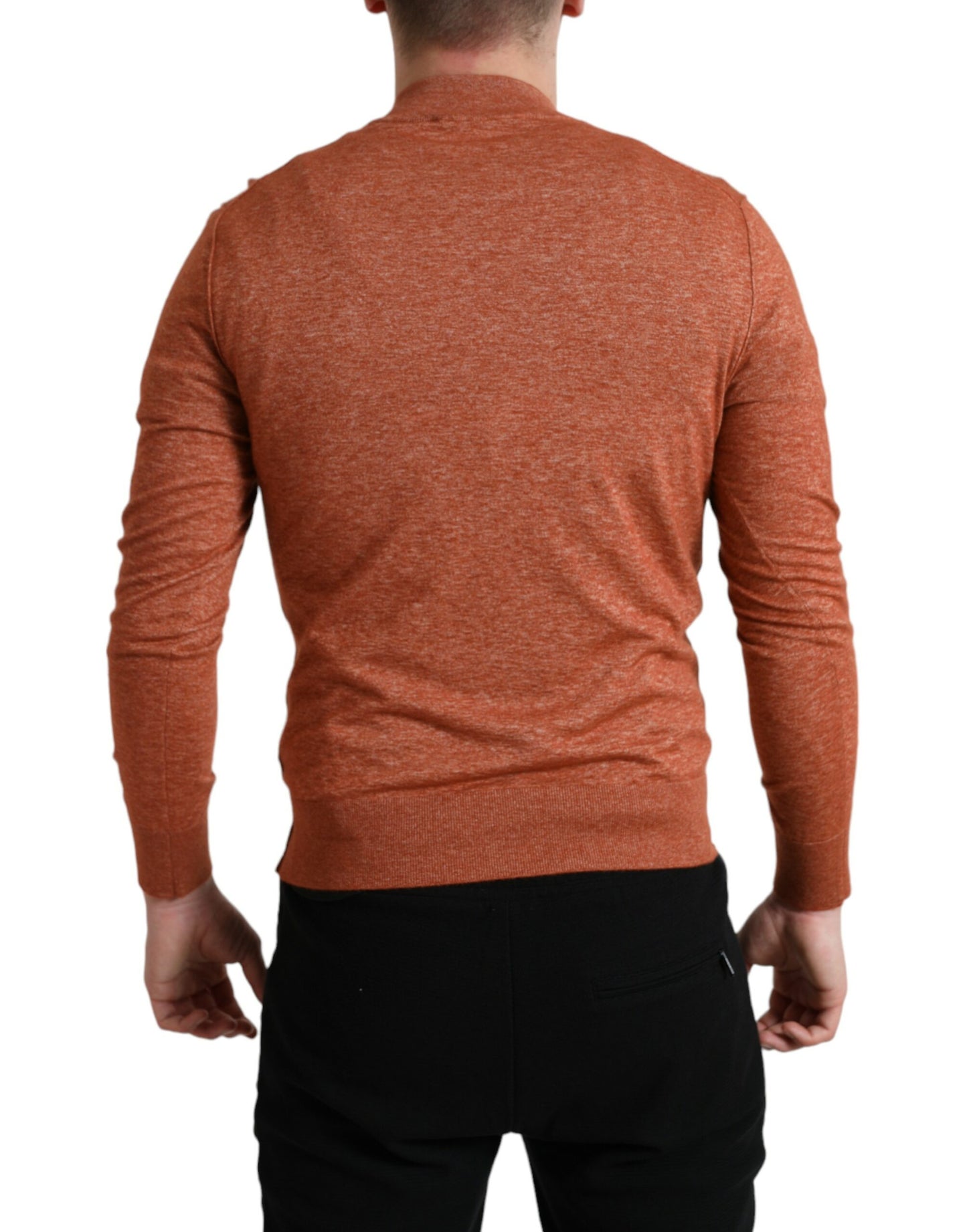 Dolce & Gabbana Pullover mit Rundhalsausschnitt aus Seide und Kaschmir in Orange