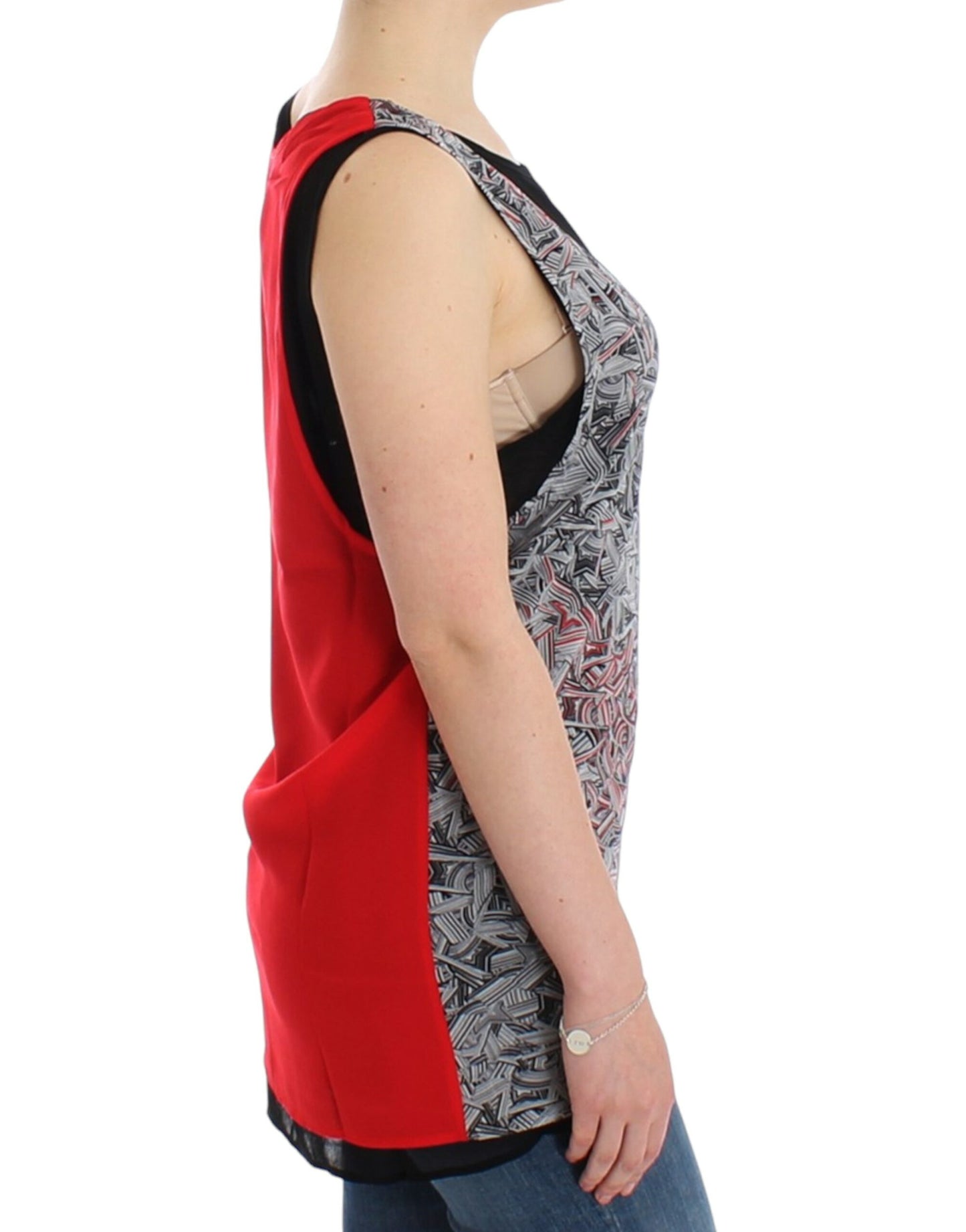 Costume National Elegant sleeveless top in black and red