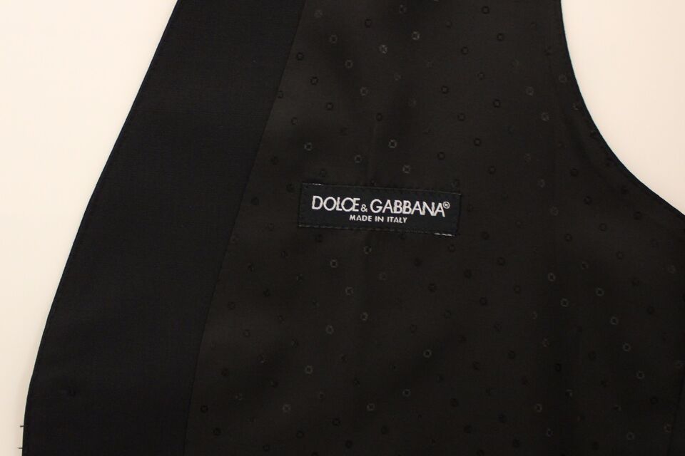 Dolce &amp; Gabbana Elegant black silk wool dress vest