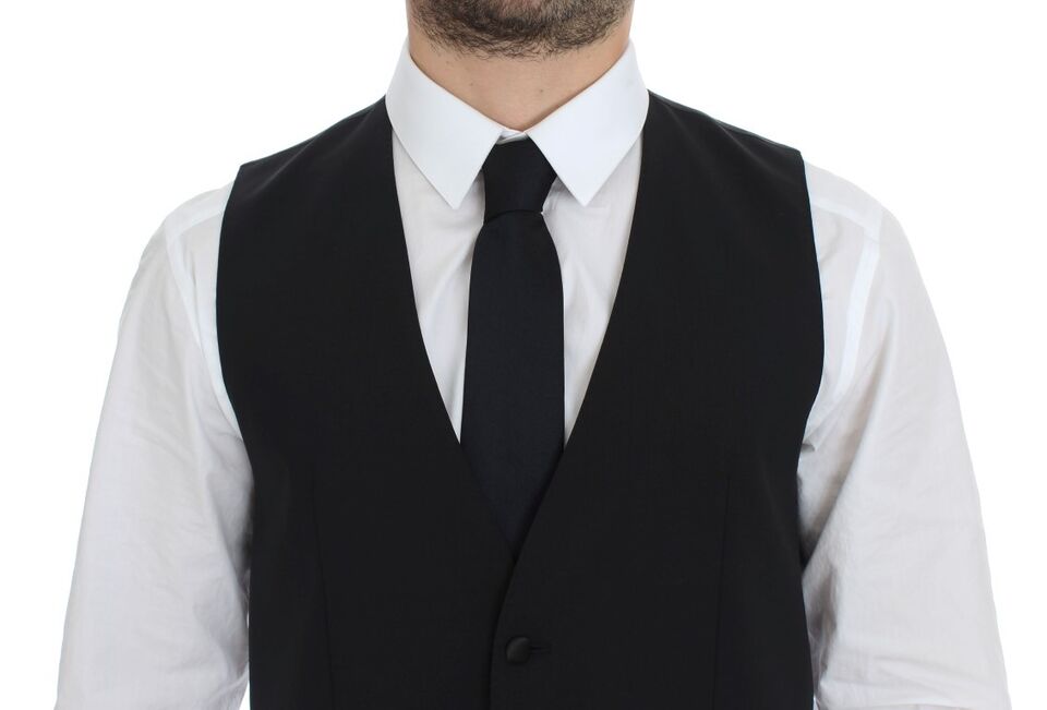 Dolce &amp; Gabbana Elegant black silk wool dress vest