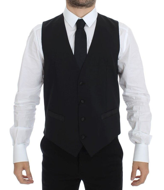 Dolce &amp; Gabbana Elegant black silk wool dress vest