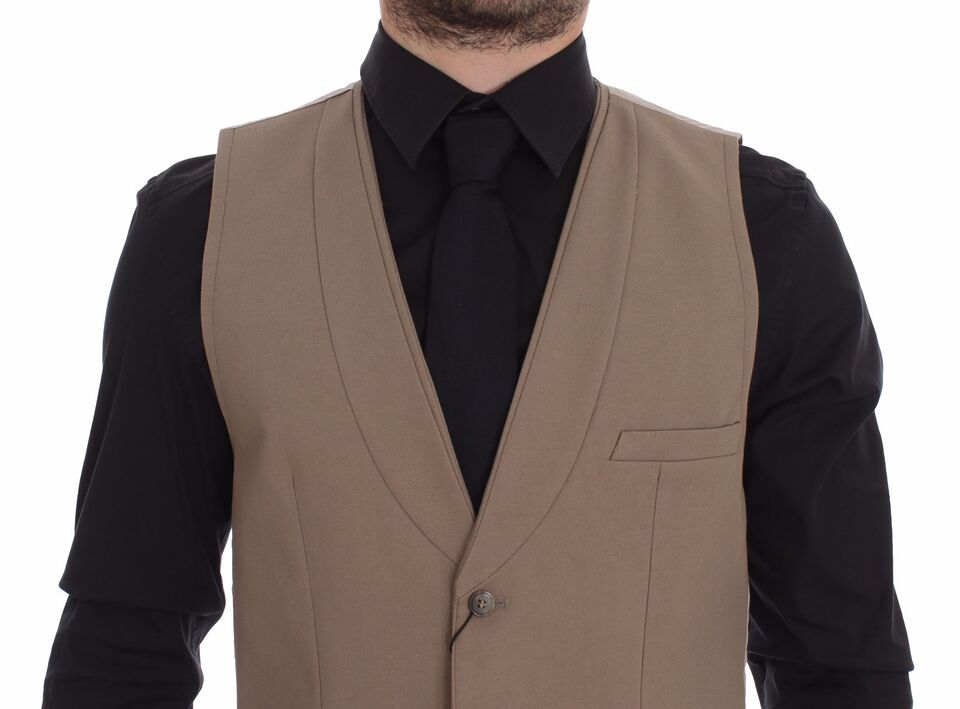 Dolce &amp; Gabbana Elegant beige cotton vest - Slim Fit