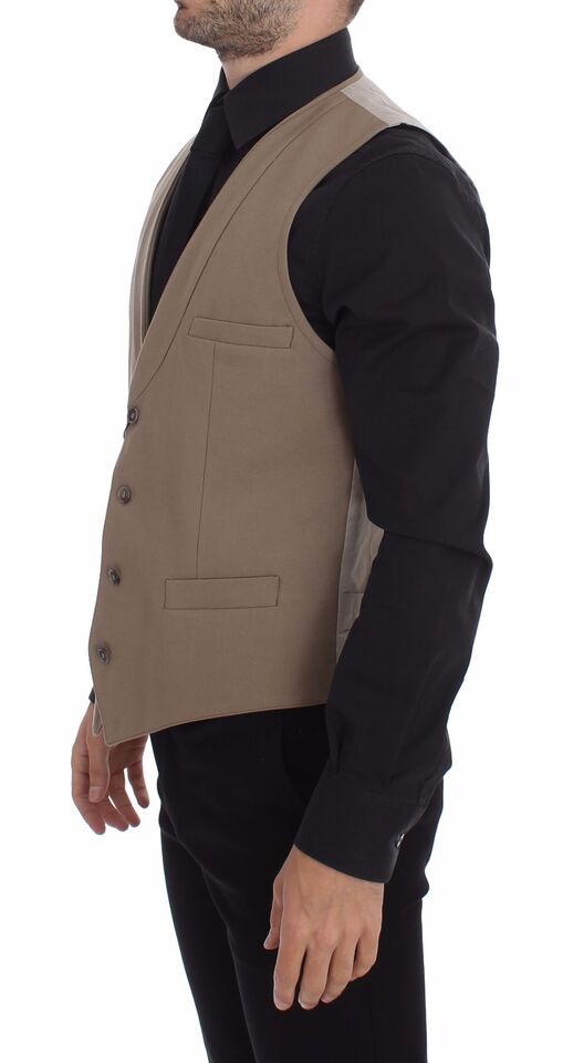 Dolce &amp; Gabbana Elegant beige cotton vest - Slim Fit