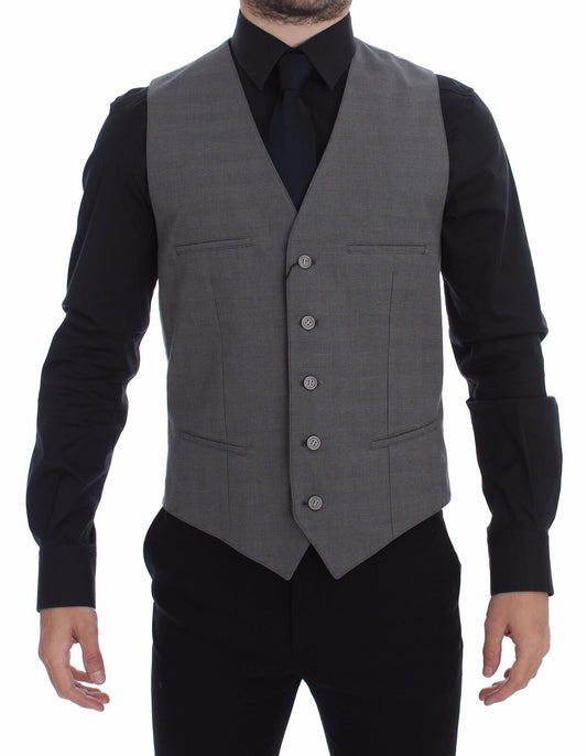 Dolce & Gabbana Elegante Graue Slim Fit Weste