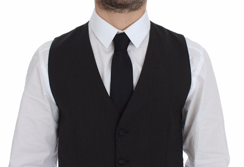 Dolce &amp; Gabbana Elegant Gray Wool Stretch Dress Vest