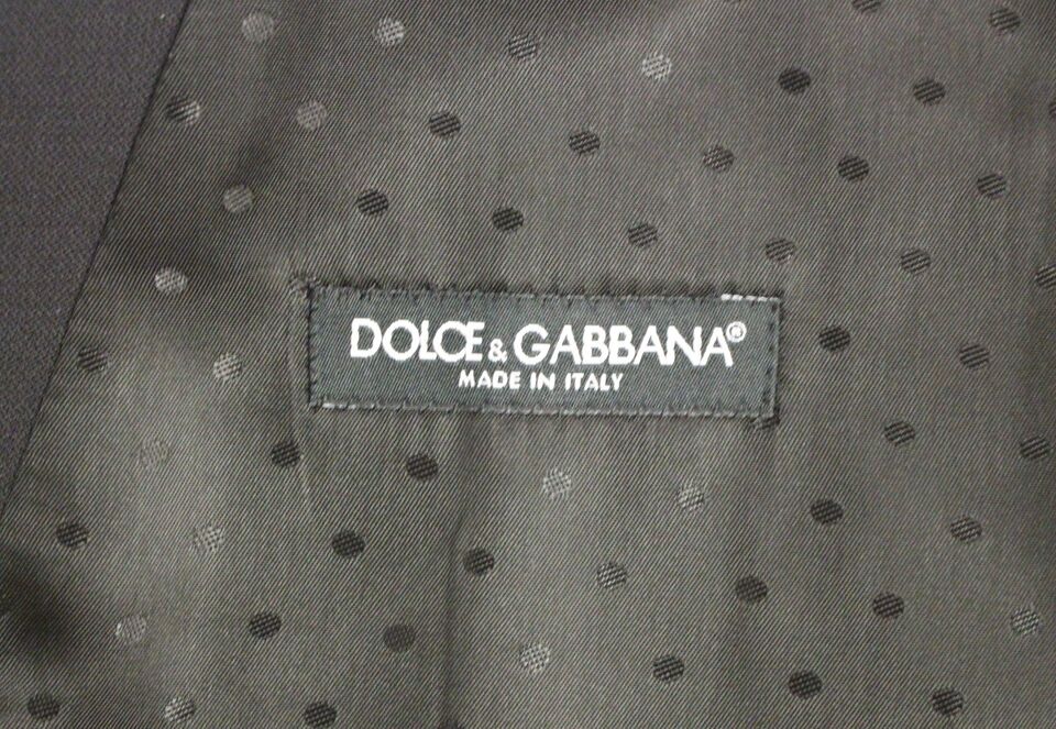 Dolce & Gabbana Elegantes Schwarzes Woll-Seiden-Kleid Weste