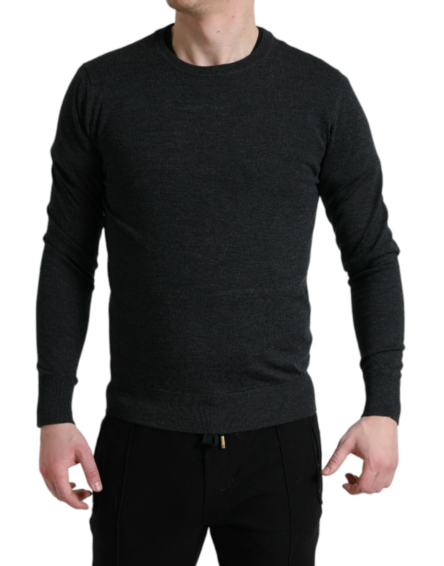 Dolce & Gabbana Eleganter Pullover aus grauer Wolle