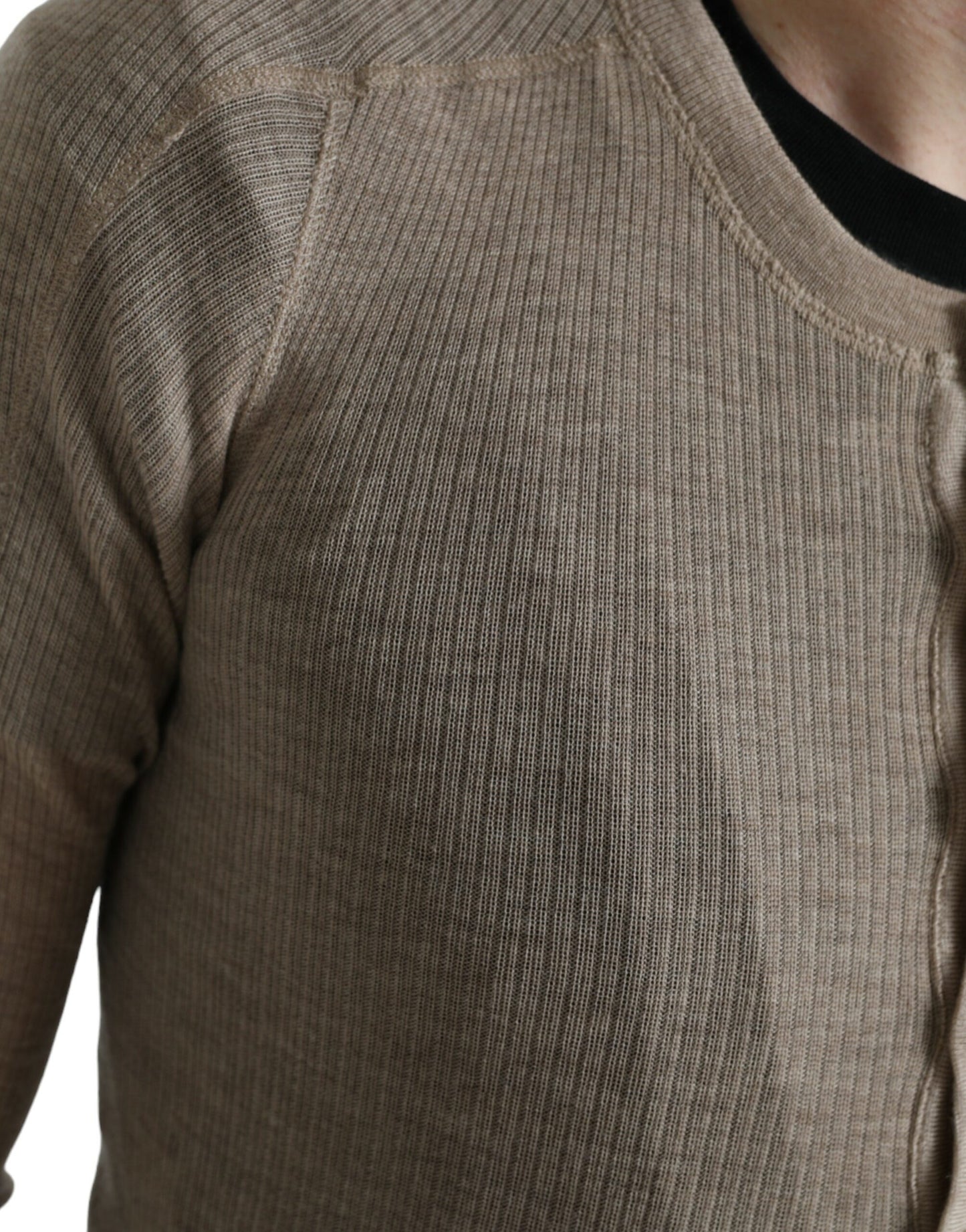 Dolce & Gabbana Eleganter Henley-Kaschmirpullover in Beige