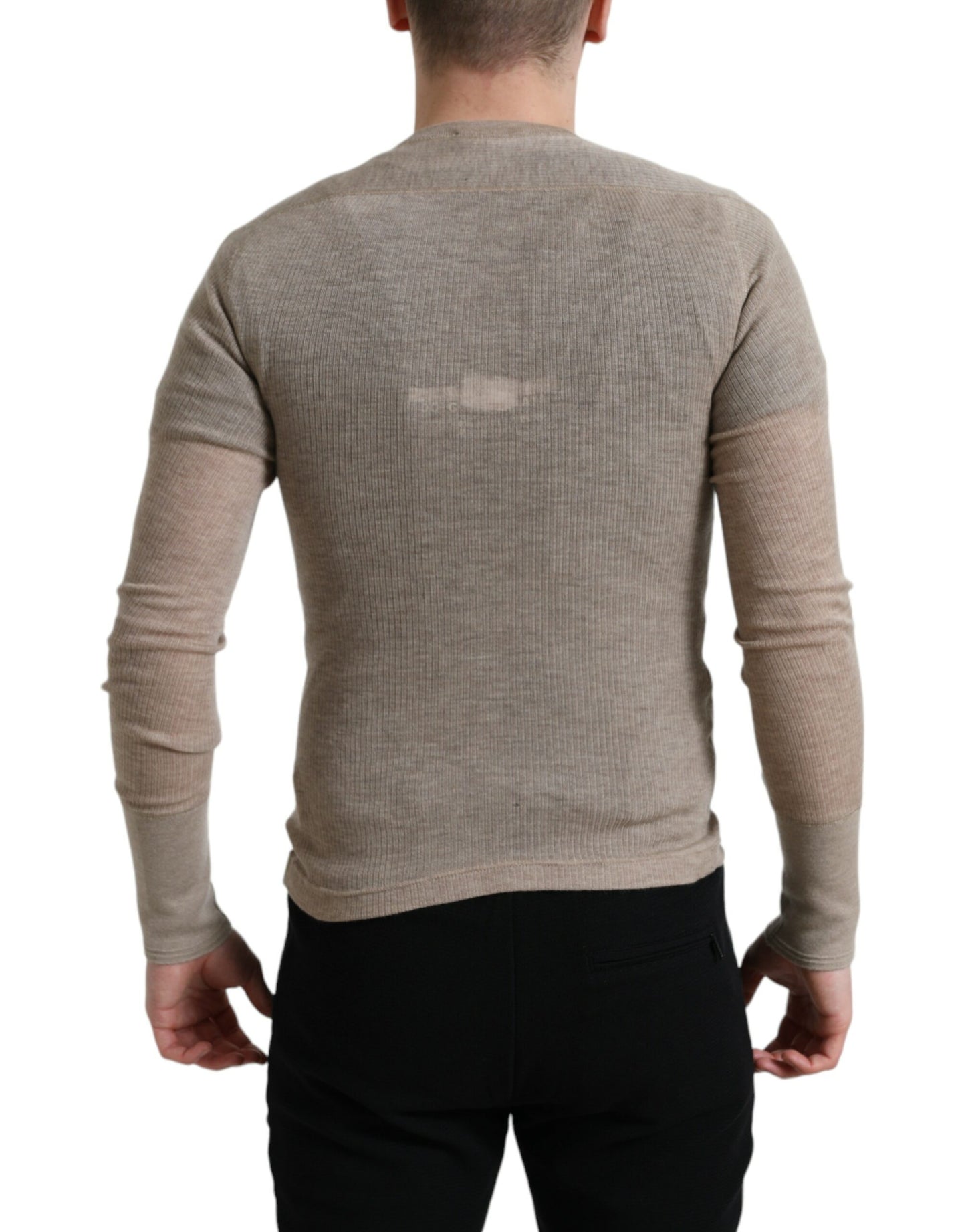 Dolce & Gabbana Eleganter Henley-Kaschmirpullover in Beige