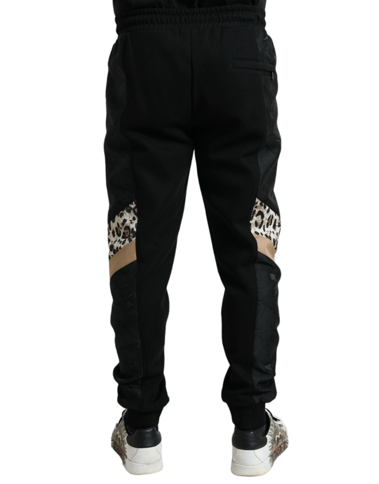 Dolce &amp; Gabbana Elegant Black Leopard Jogger Pants