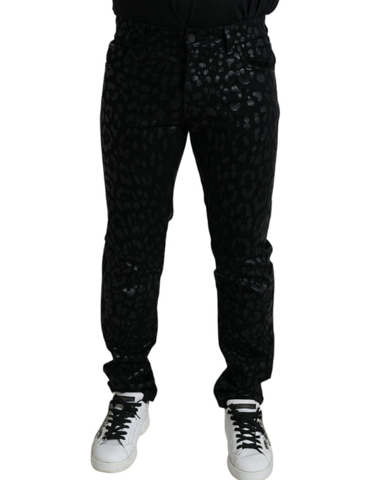 Dolce &amp; Gabbana Exquisite patterned black slim fit jeans