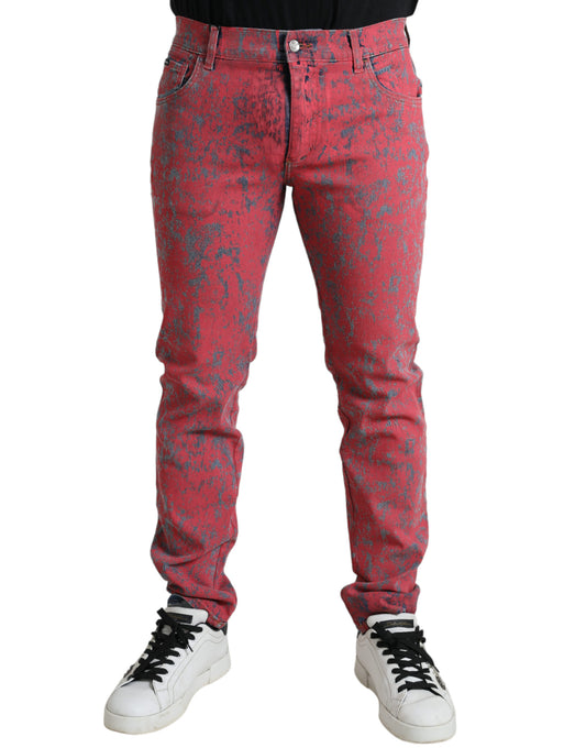 Dolce & Gabbana Rote Tie Dye Skinny Denim Jeans