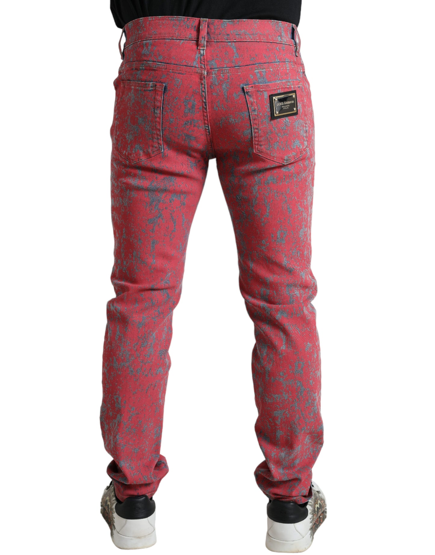 Dolce & Gabbana Rote Tie Dye Skinny Denim Jeans