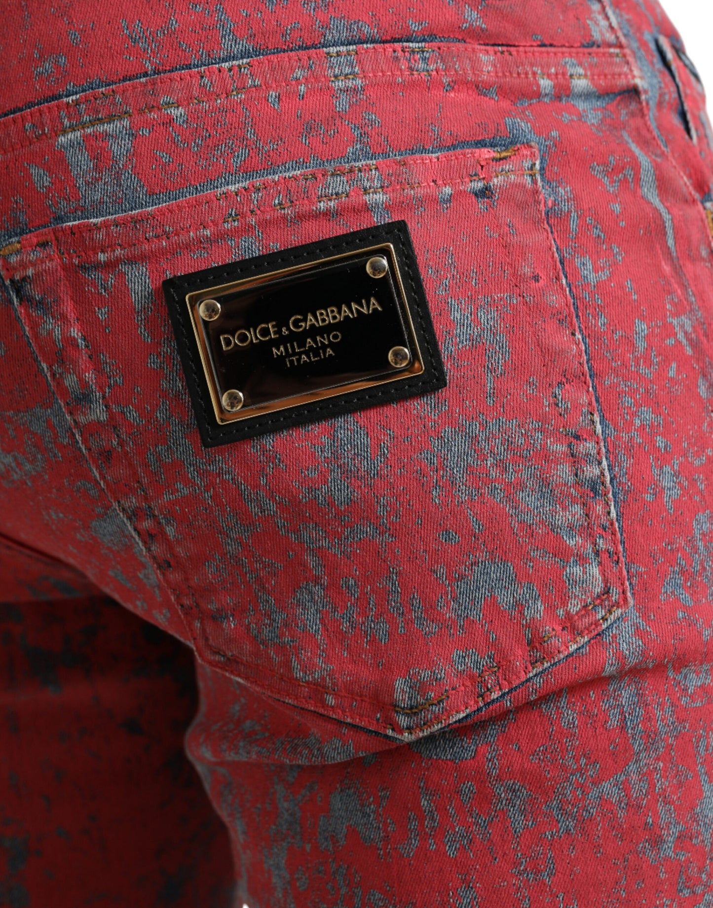 Dolce & Gabbana Rote Tie Dye Skinny Denim Jeans