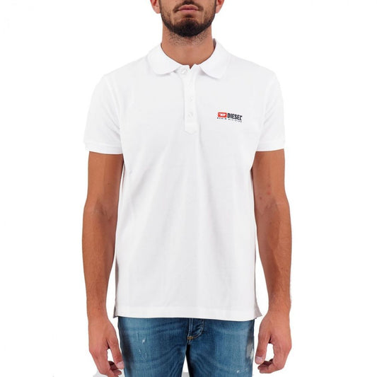 Diesel polo shirt in pure white cotton with contrasting logo