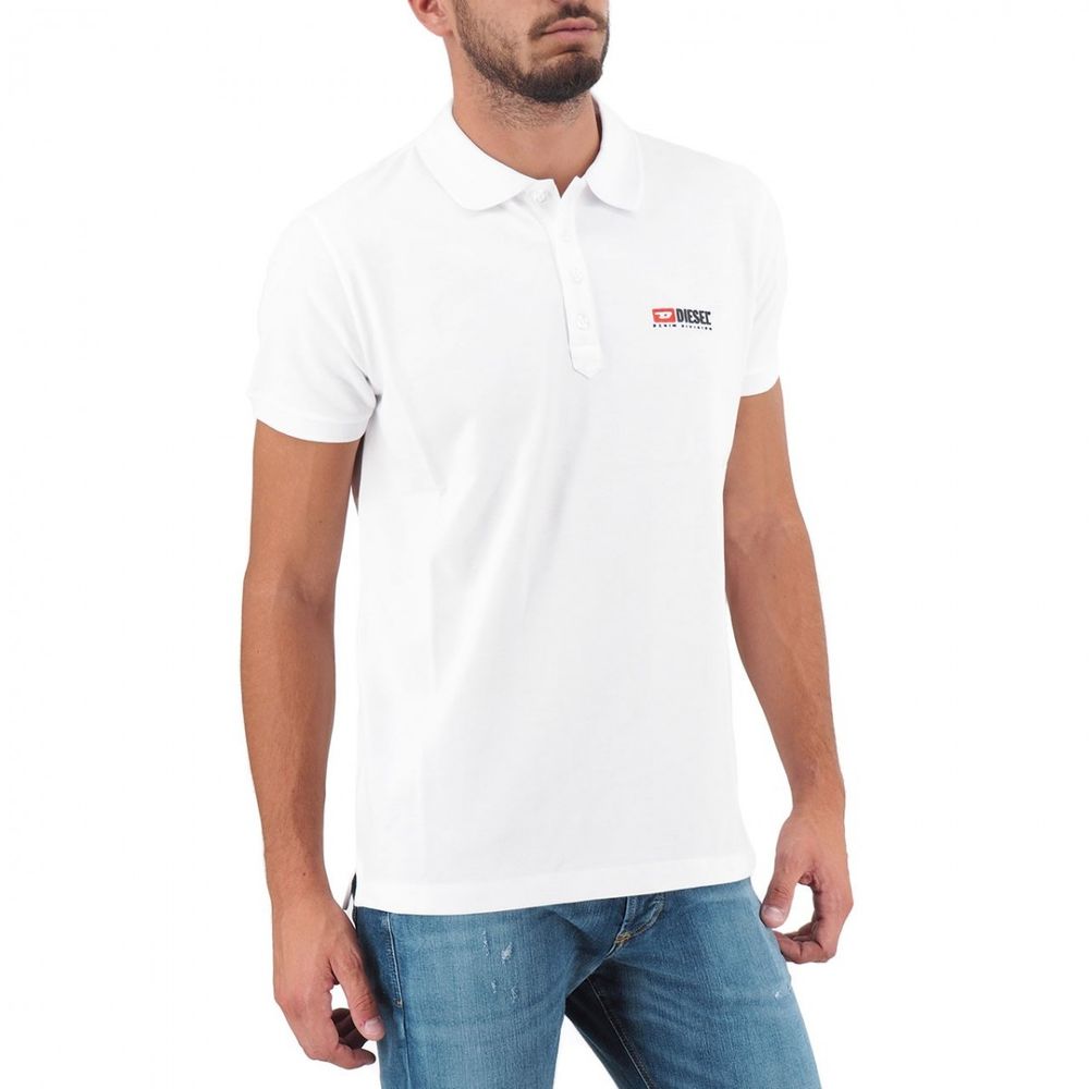 Diesel polo shirt in pure white cotton with contrasting logo