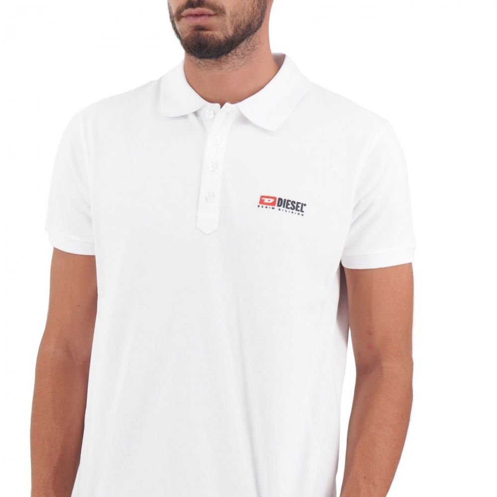 Diesel polo shirt in pure white cotton with contrasting logo